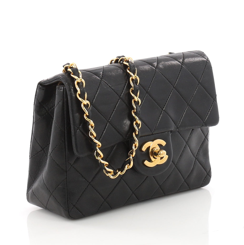Vintage Square Classic Single Flap Bag Quilted Lambskin Mini