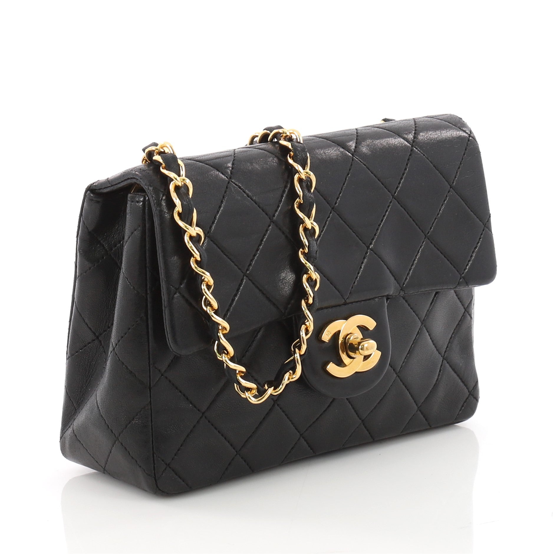 Vintage Square Classic Single Flap Bag Quilted Lambskin Mini