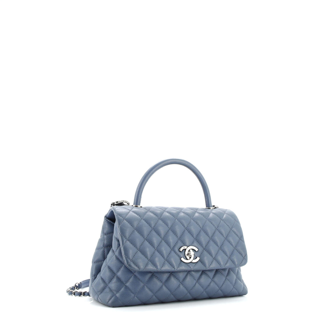 Coco Top Handle Bag Quilted Caviar Small