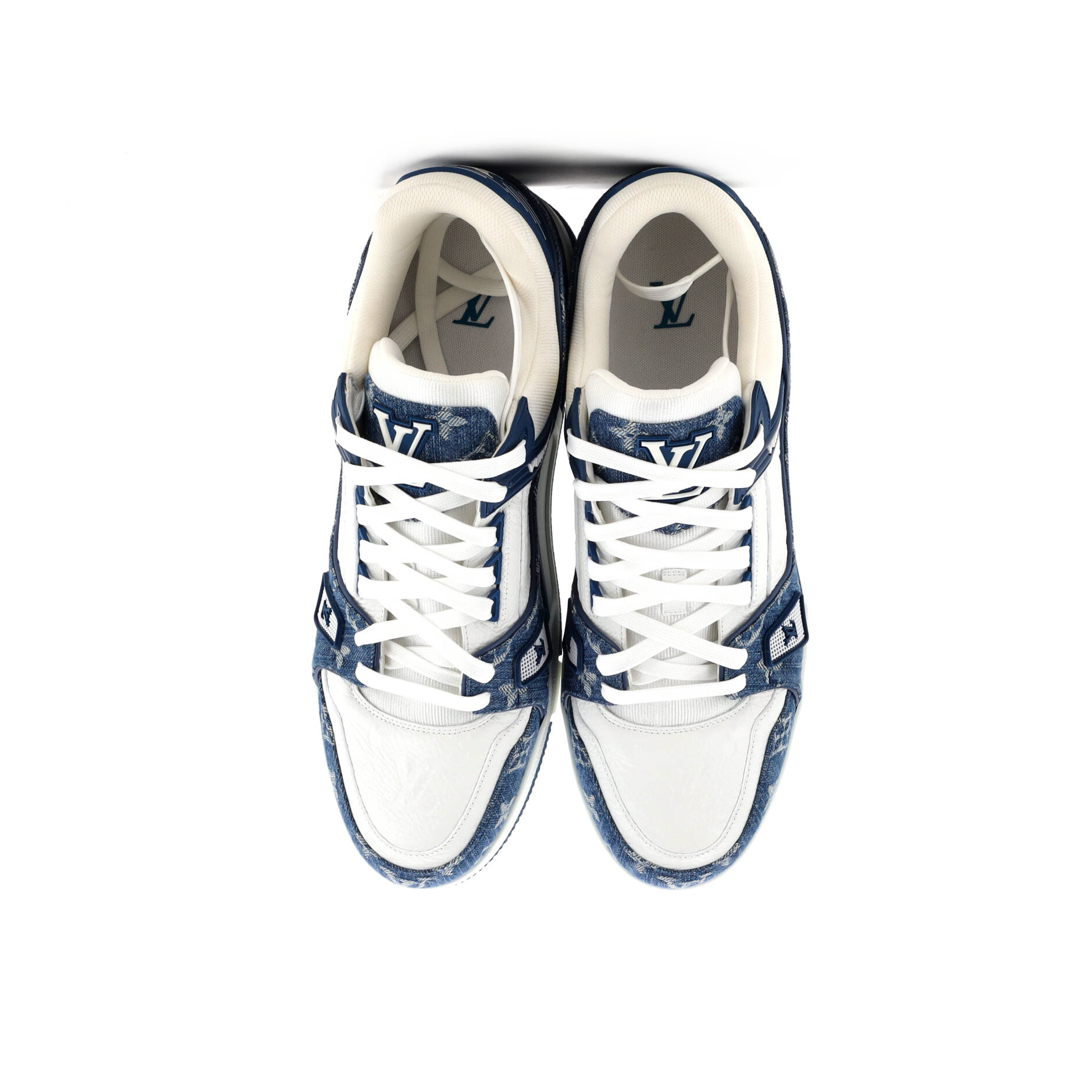 Men's LV Trainer Sneakers Monogram Empreinte Leather and Monogram Denim