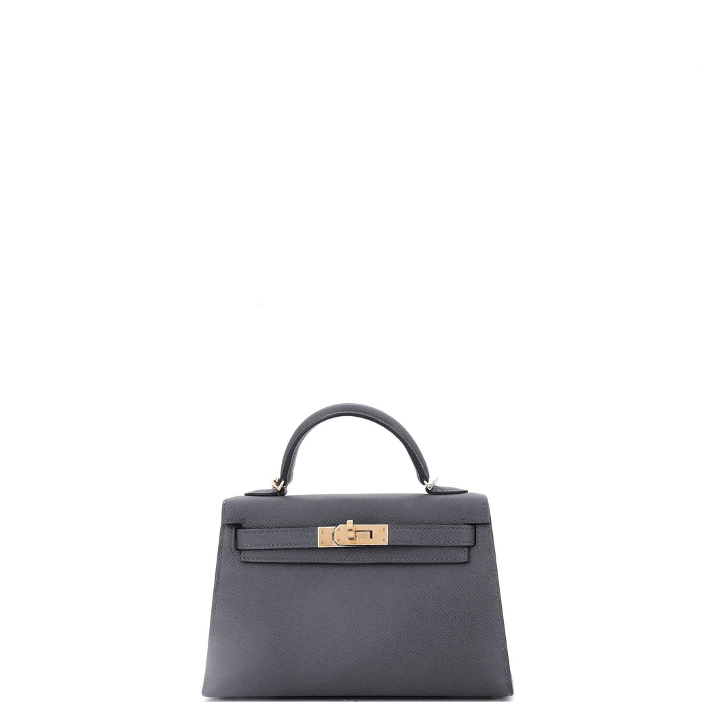 Kelly Mini II Bag Grey Epsom with Permabrass Hardware 20
