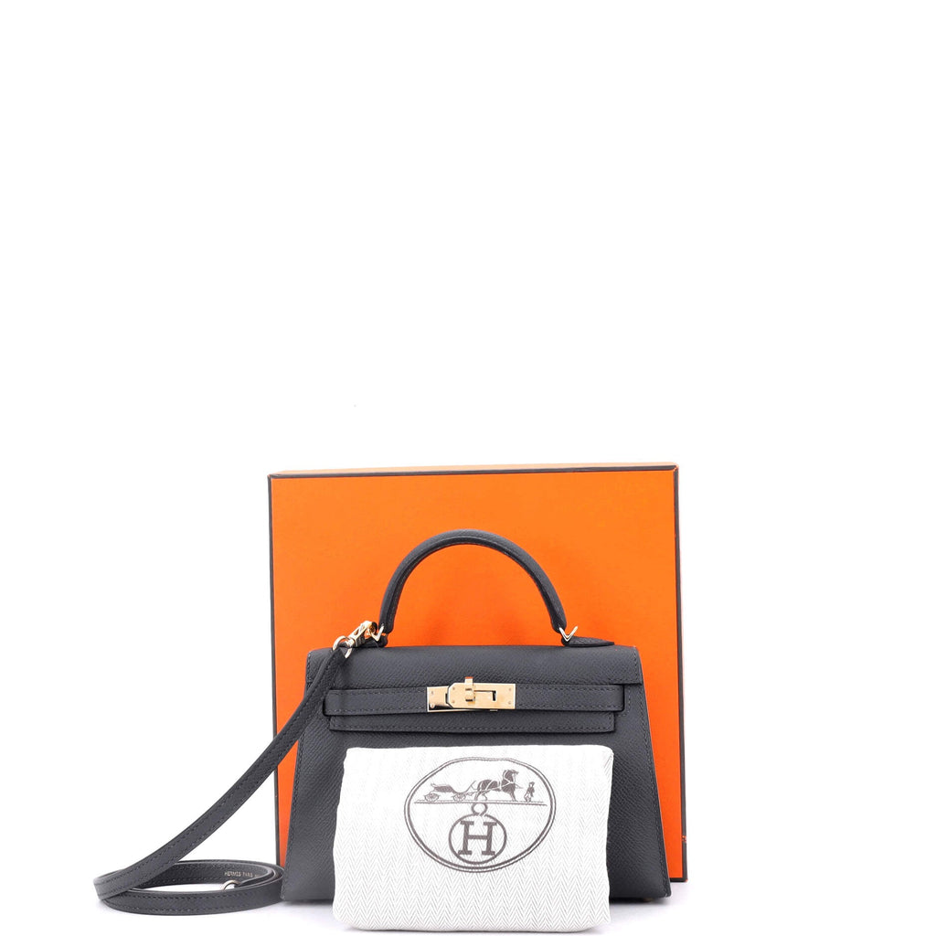 Kelly Mini II Bag Grey Epsom with Permabrass Hardware 20