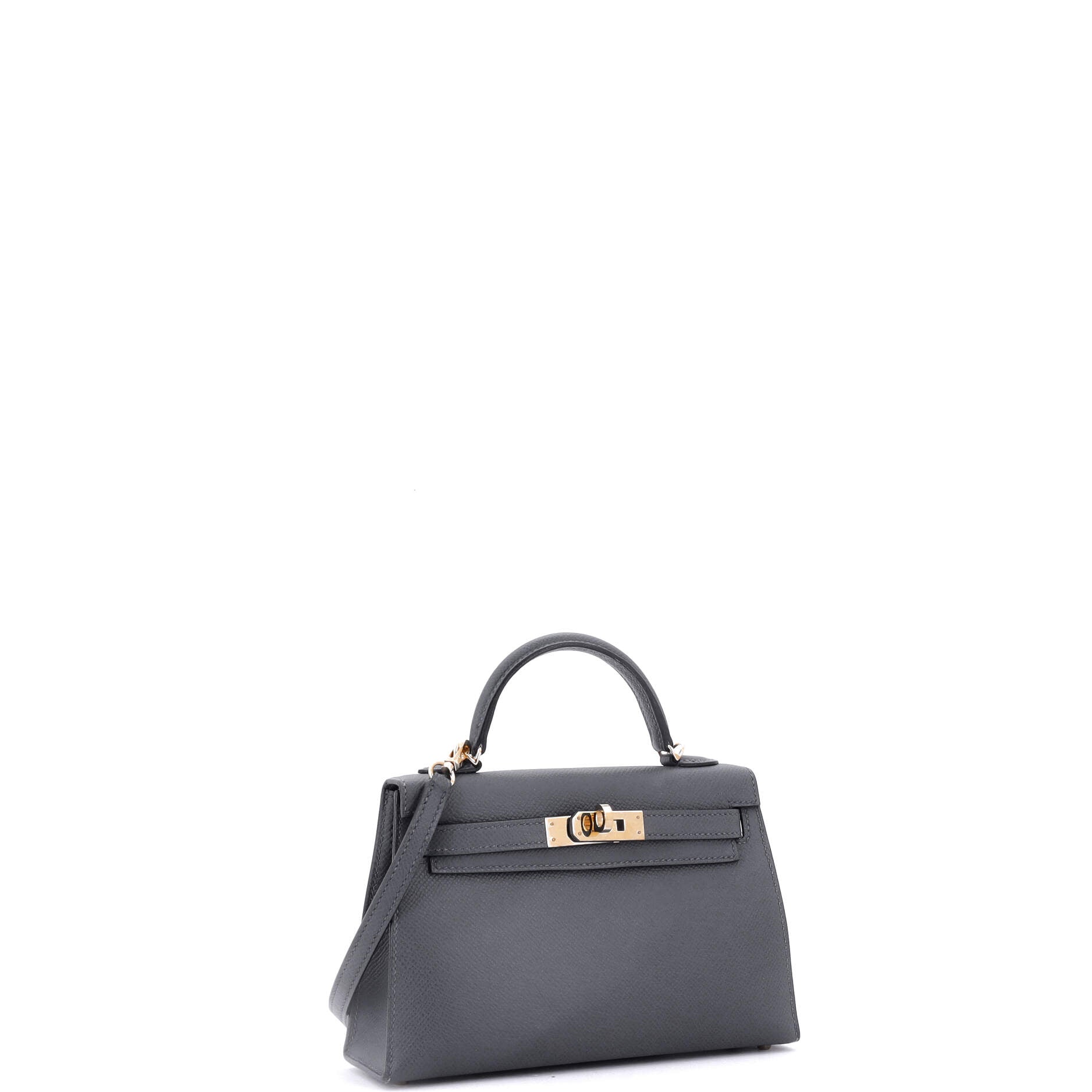 Kelly Mini II Bag Grey Epsom with Permabrass Hardware 20