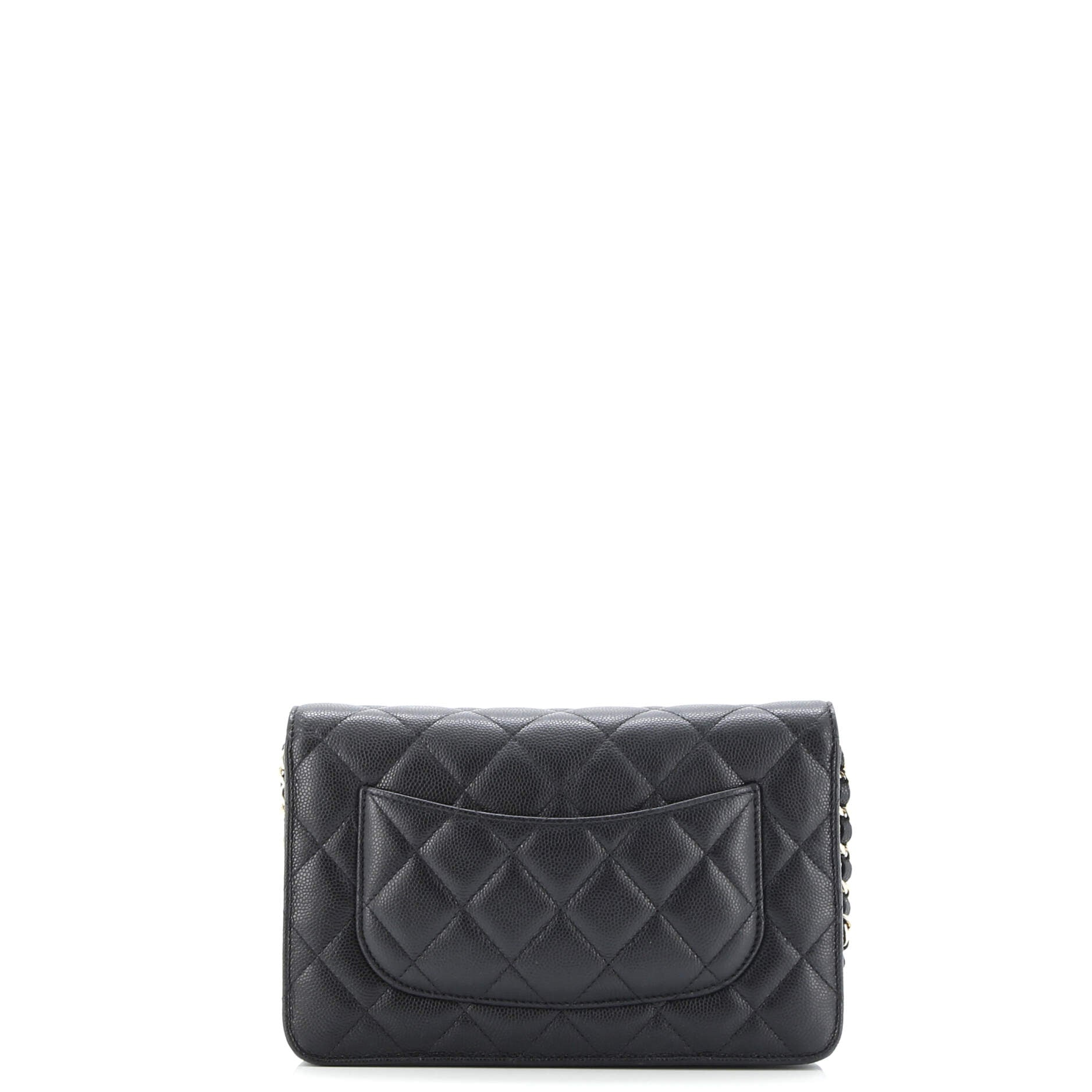 Textured CC Wallet on Chain Quilted Caviar