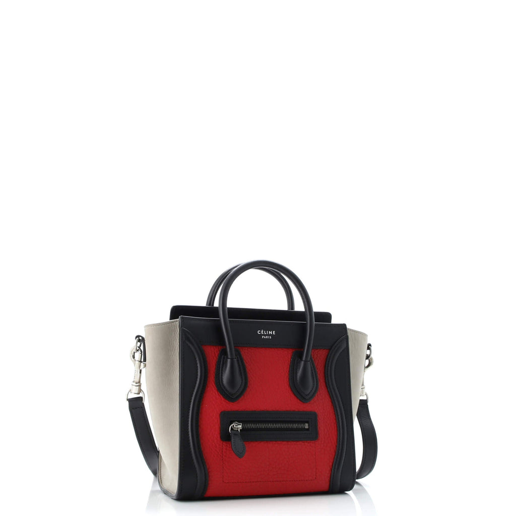 Tricolor Luggage Bag Leather Nano