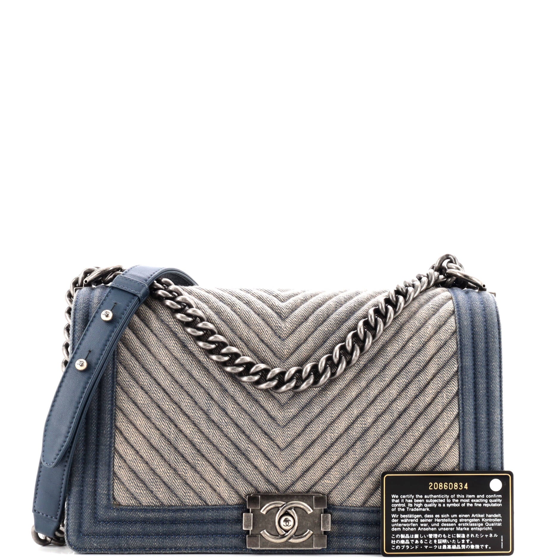 Boy Flap Bag Chevron Denim New Medium