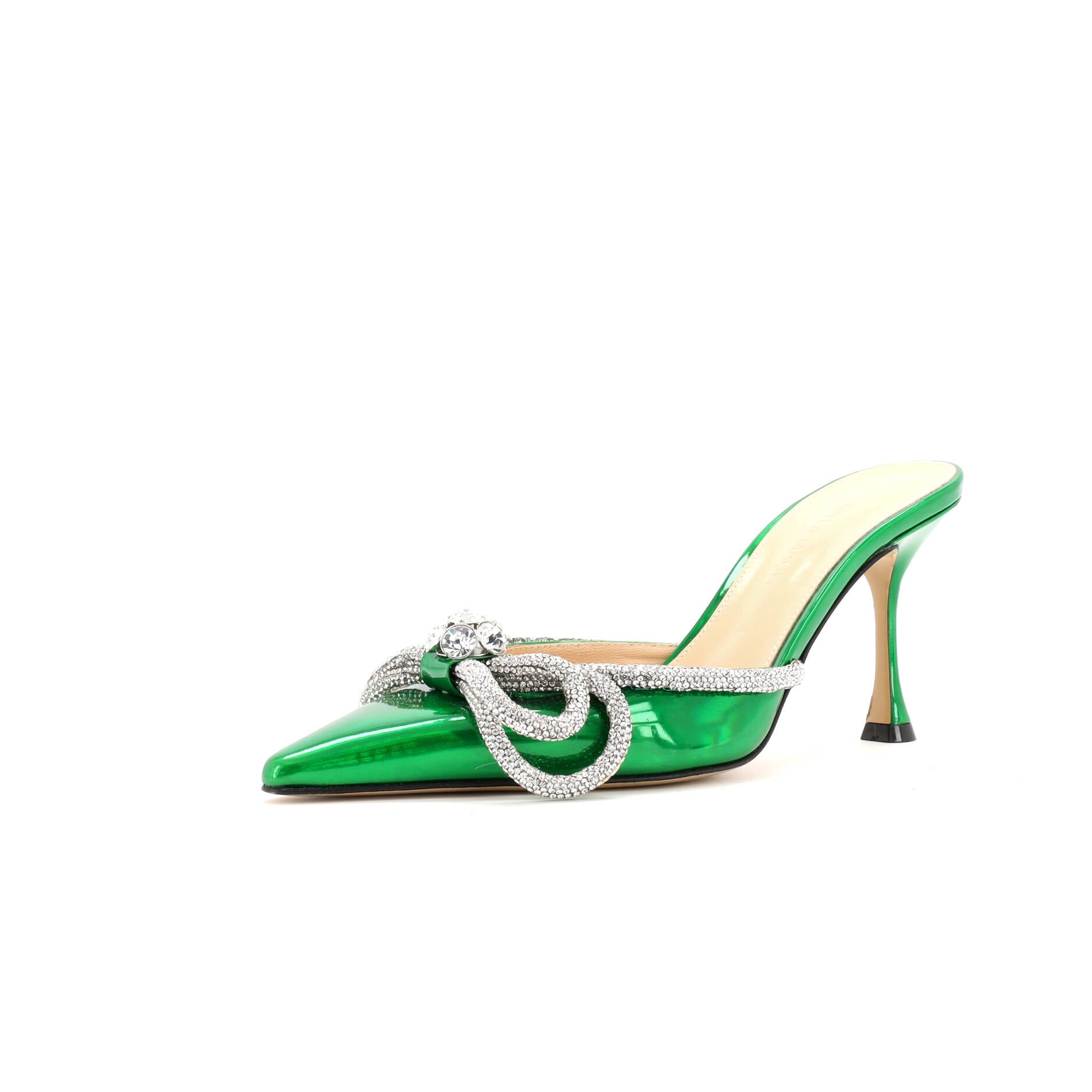 Women's Double Bow Heeled Mules Patent 85