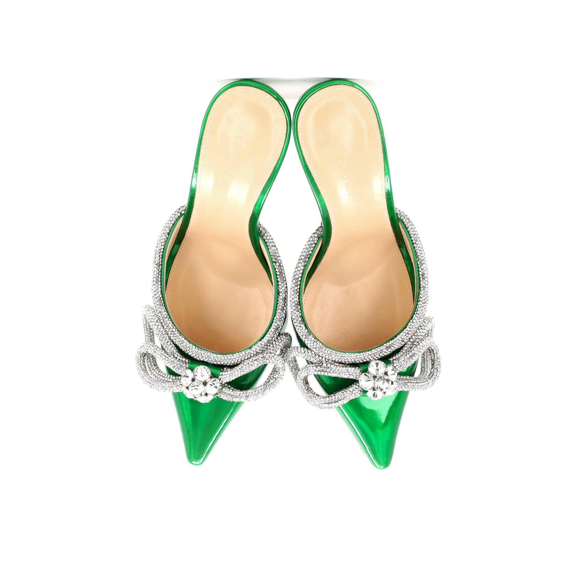Women's Double Bow Heeled Mules Patent 85