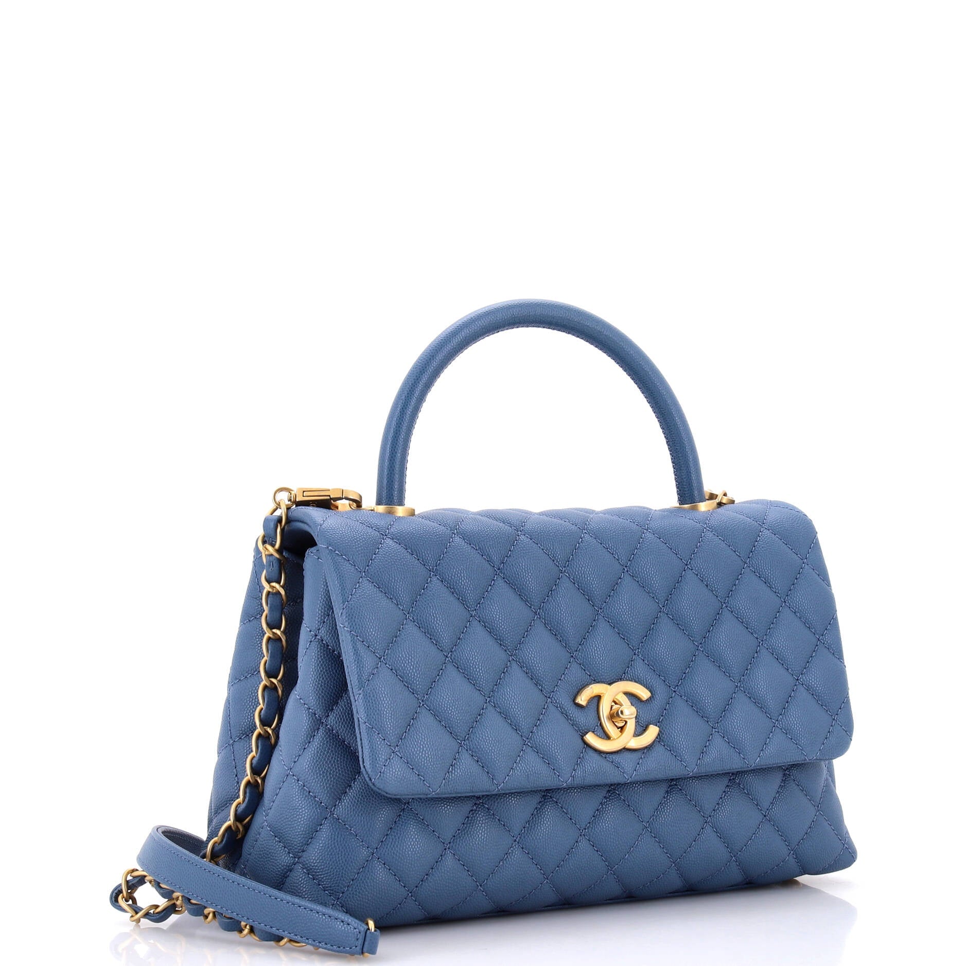 Coco Top Handle Bag Quilted Caviar Small