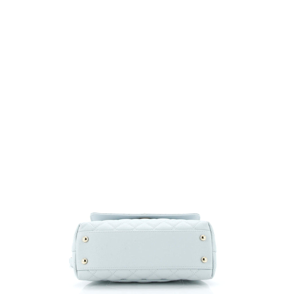 Coco Top Handle Bag Quilted Caviar with Lizard Embossed Handle Mini