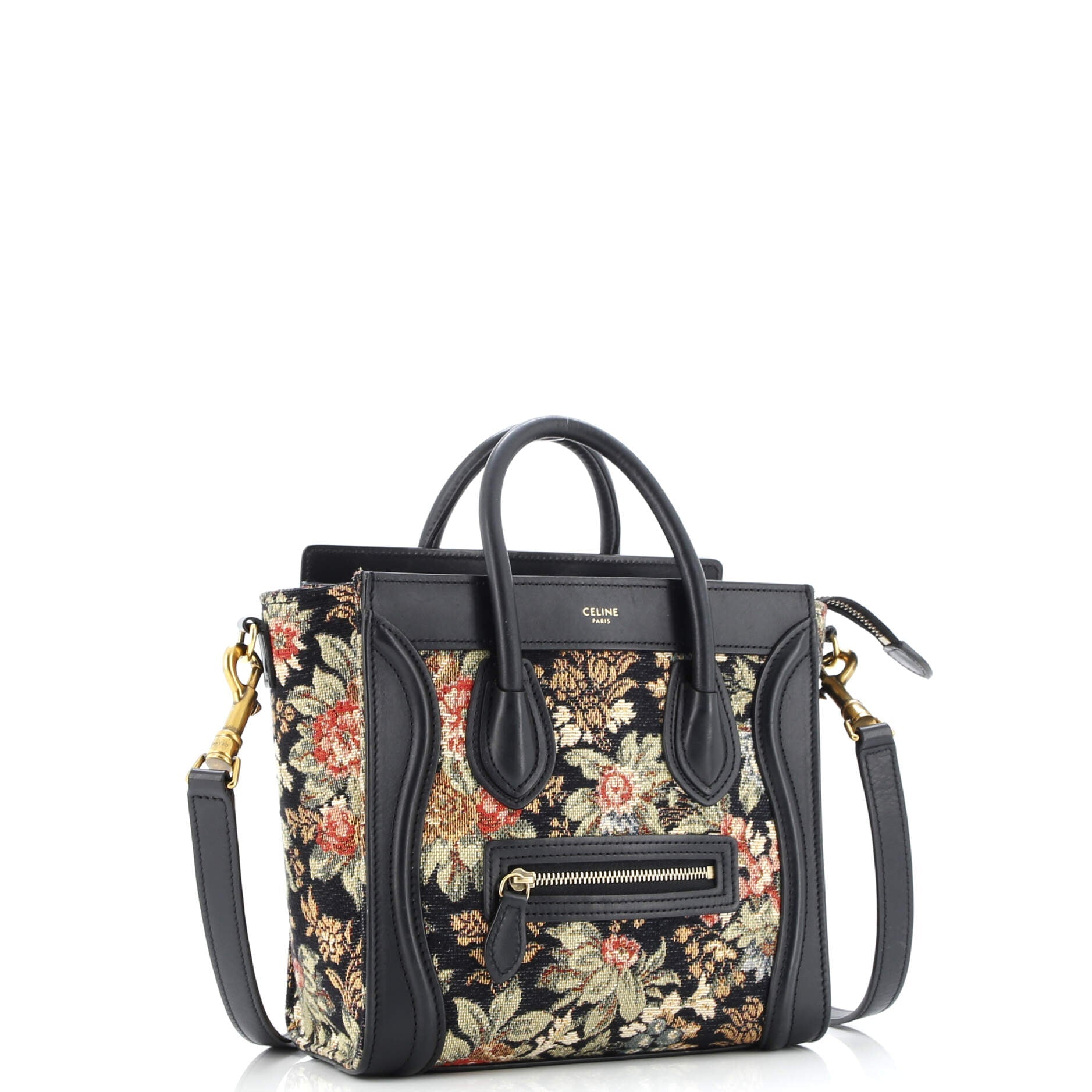 Luggage Bag Printed Jacquard and Leather Nano