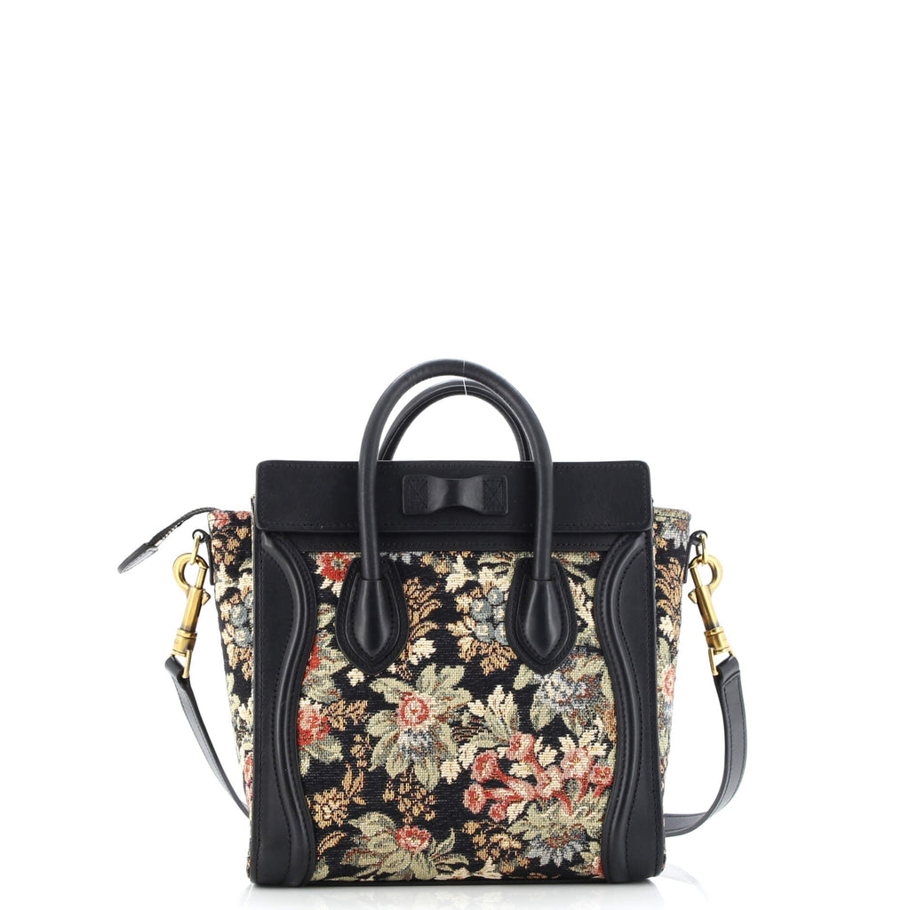 Luggage Bag Printed Jacquard and Leather Nano