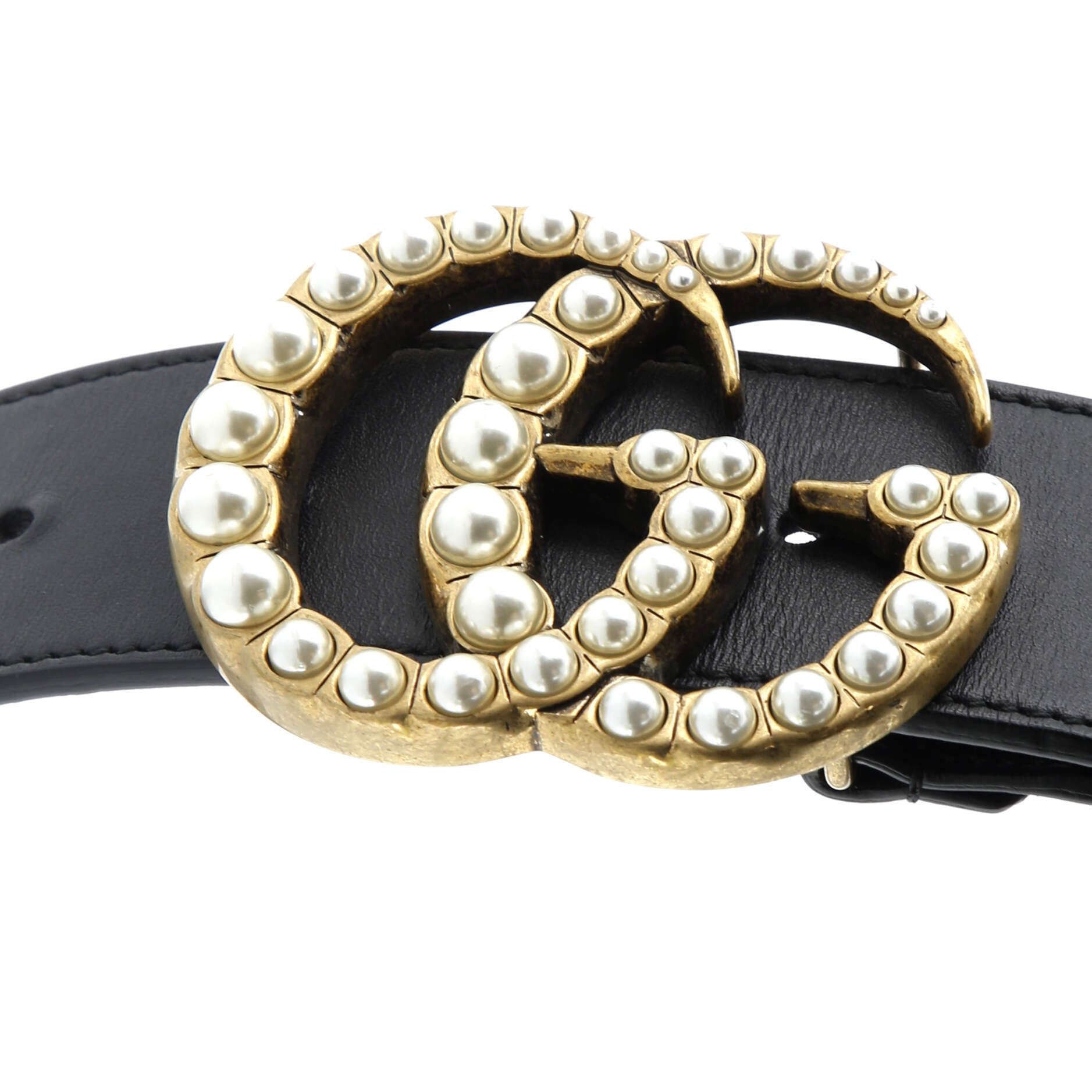Pearly GG Marmont Belt Leather Wide
