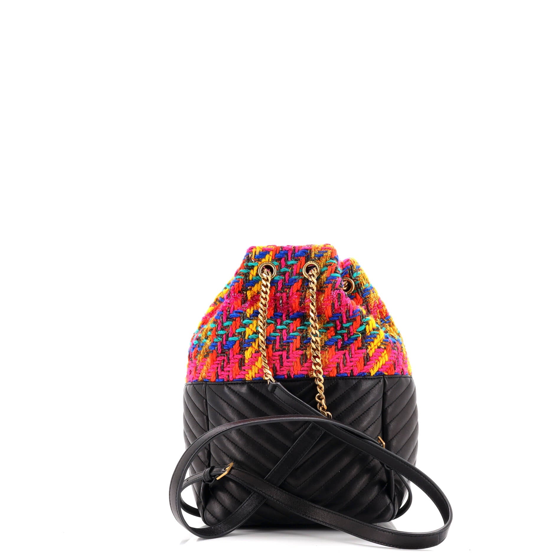 Joe Backpack Matelasse Chevron Leather with Tweed