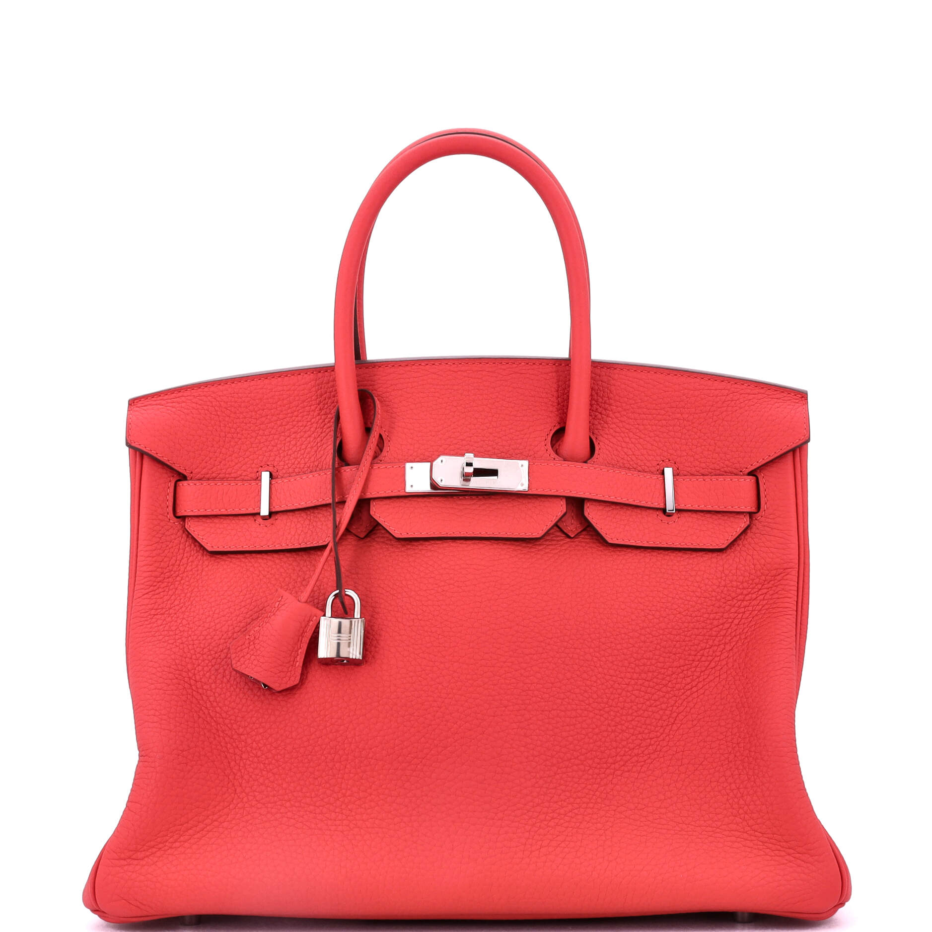 Birkin Handbag Rouge Tomate Clemence with Palladium Hardware 35