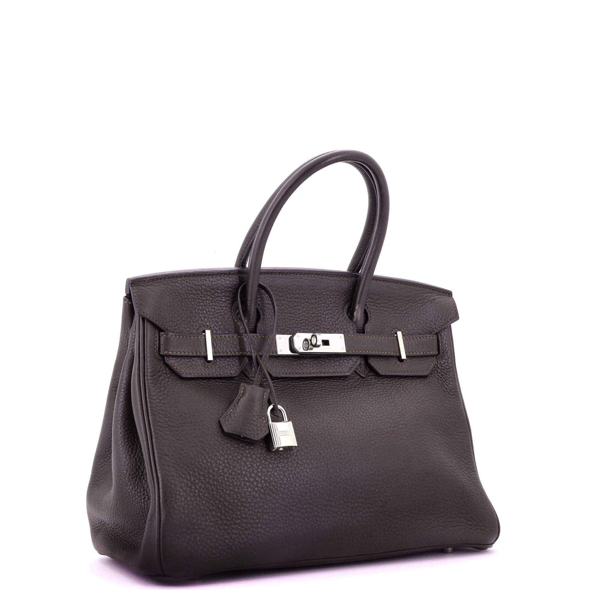 Birkin Handbag Ebene Clemence with Palladium Hardware 30