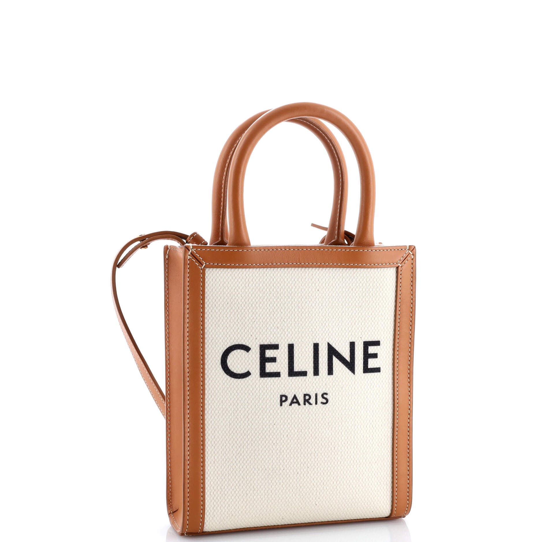 Vertical Cabas Tote Canvas with Leather Mini