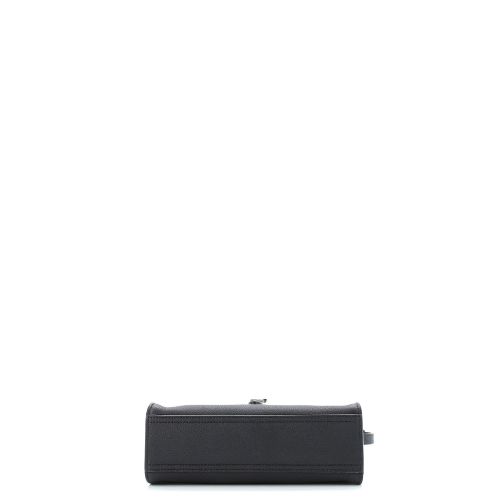 Top Handle Tote with Hook Closure Leather Small