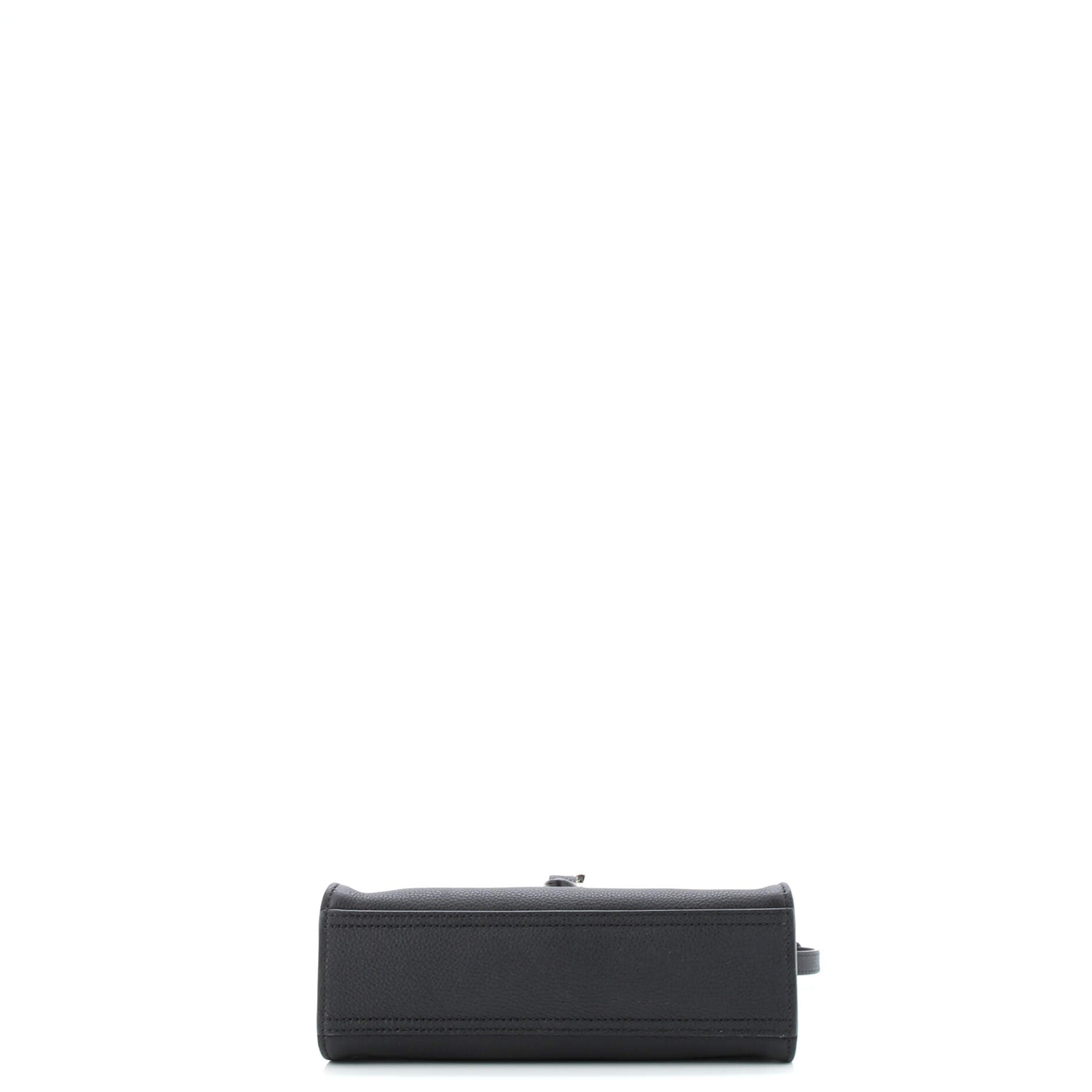 Top Handle Tote with Hook Closure Leather Small