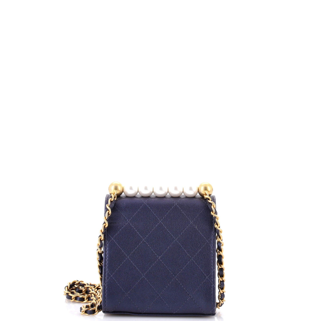 Chic Pearls Flap Clutch with Chain Quilted Goatskin Mini