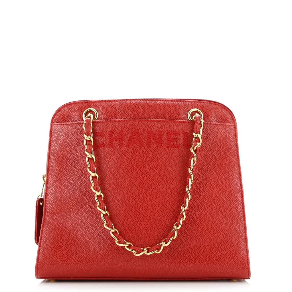 Vintage Logo Chain Tote Caviar Small