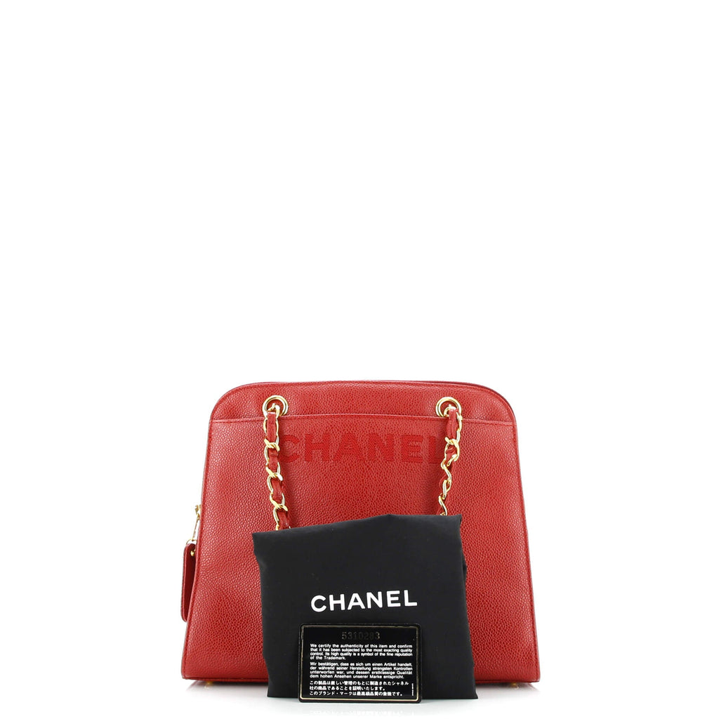 Vintage Logo Chain Tote Caviar Small