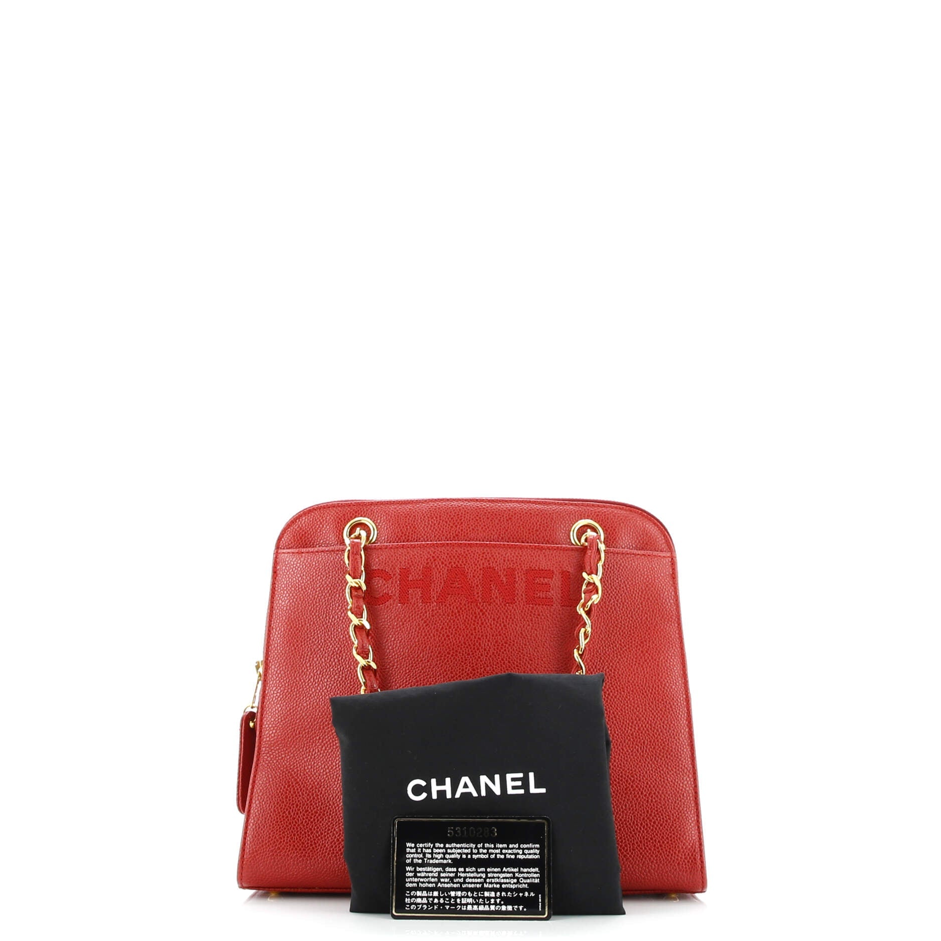 Vintage Logo Chain Tote Caviar Small
