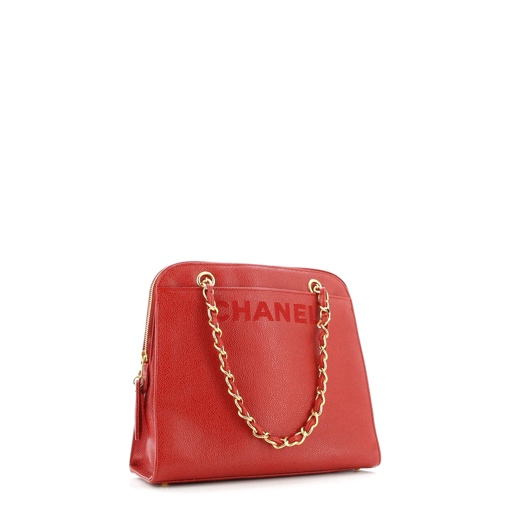 Vintage Logo Chain Tote Caviar Small
