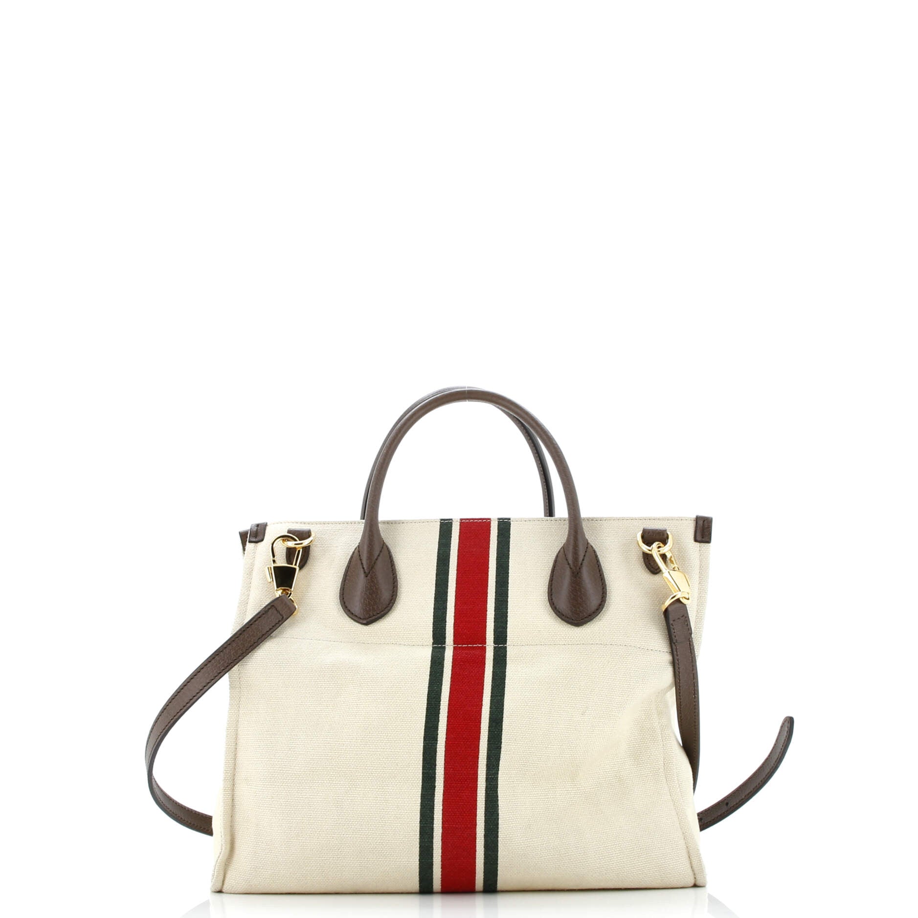 Foldable Web Tote Canvas with Leather Small