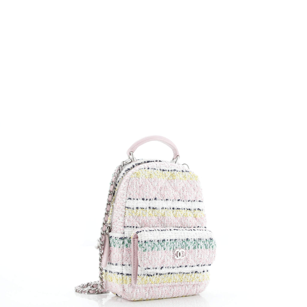 Classic CC Chain Pocket Backpack Quilted Tweed Mini