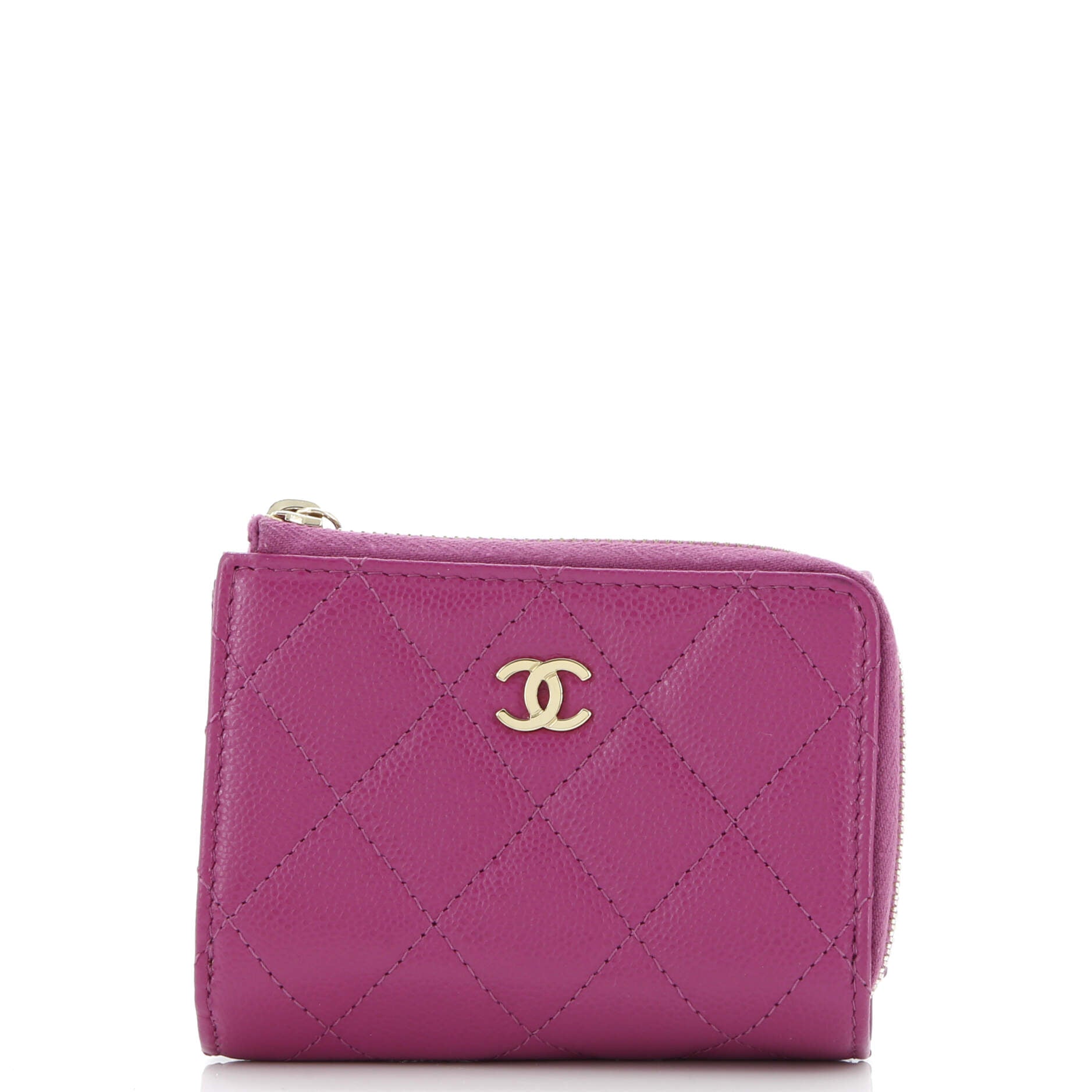 CC Zip Trifold Wallet Quilted Caviar Compact