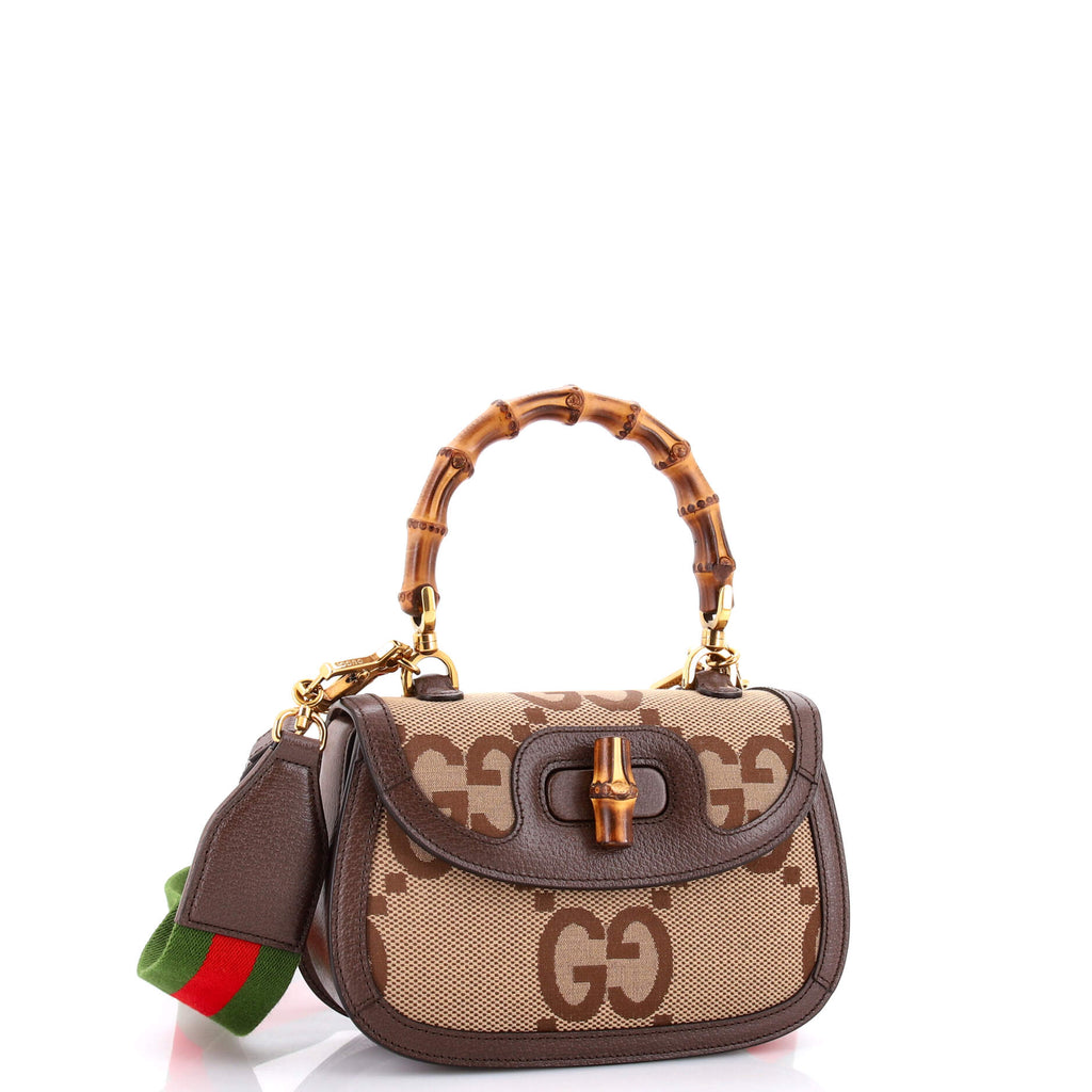 Bamboo 1947 Top Handle Bag Jumbo GG Canvas Small