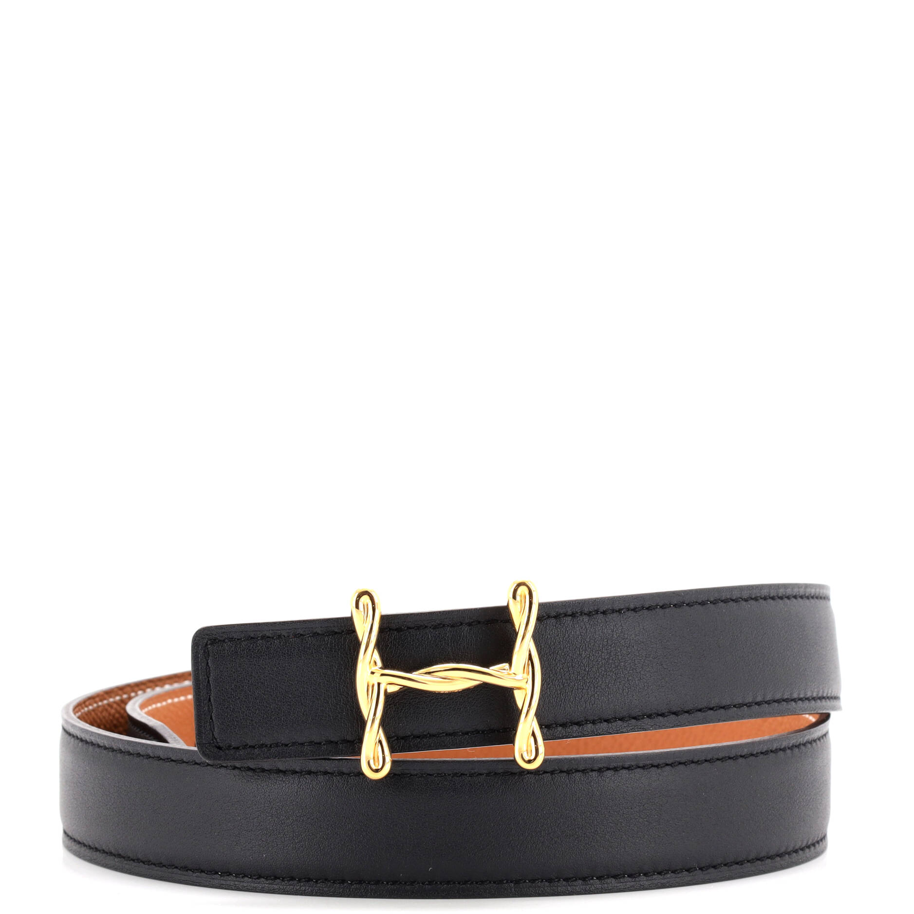 H Torsade Buckle Reversible Belt Leather Thin