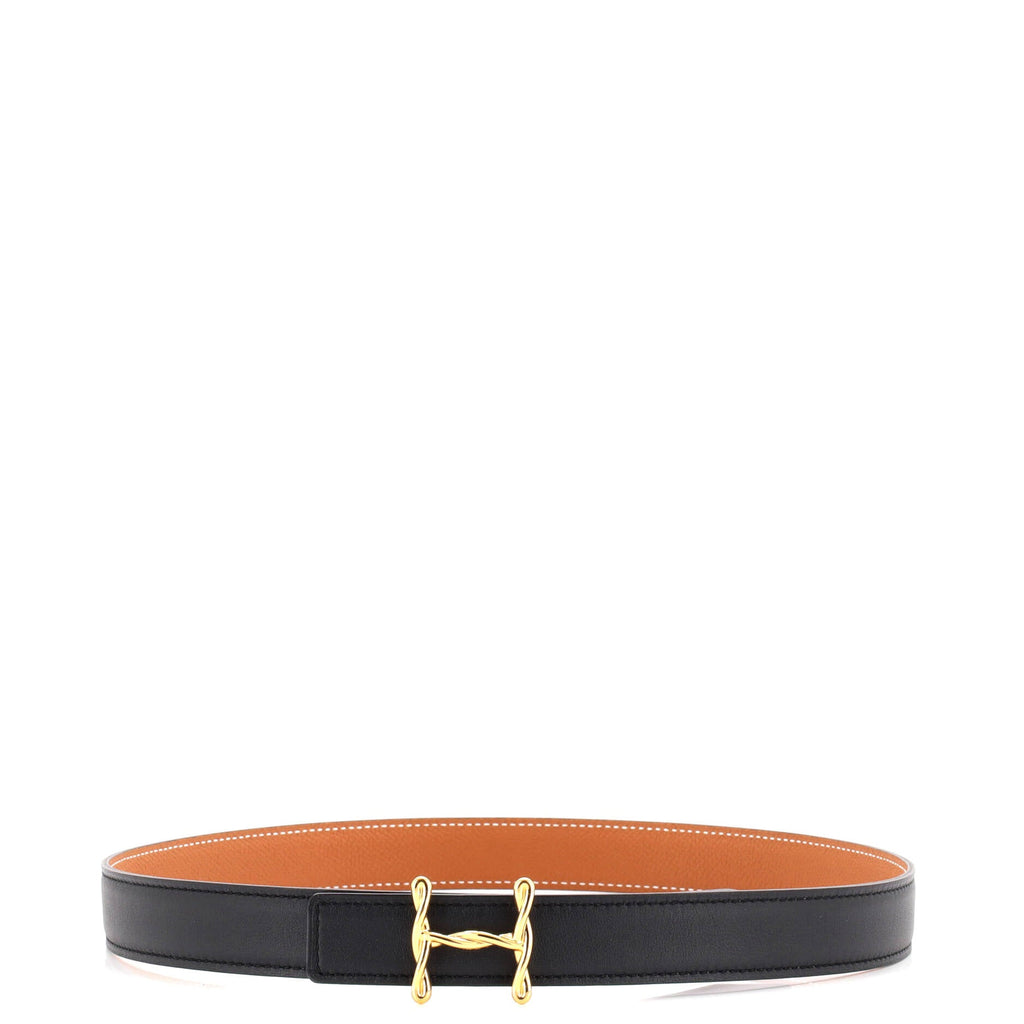 H Torsade Buckle Reversible Belt Leather Thin