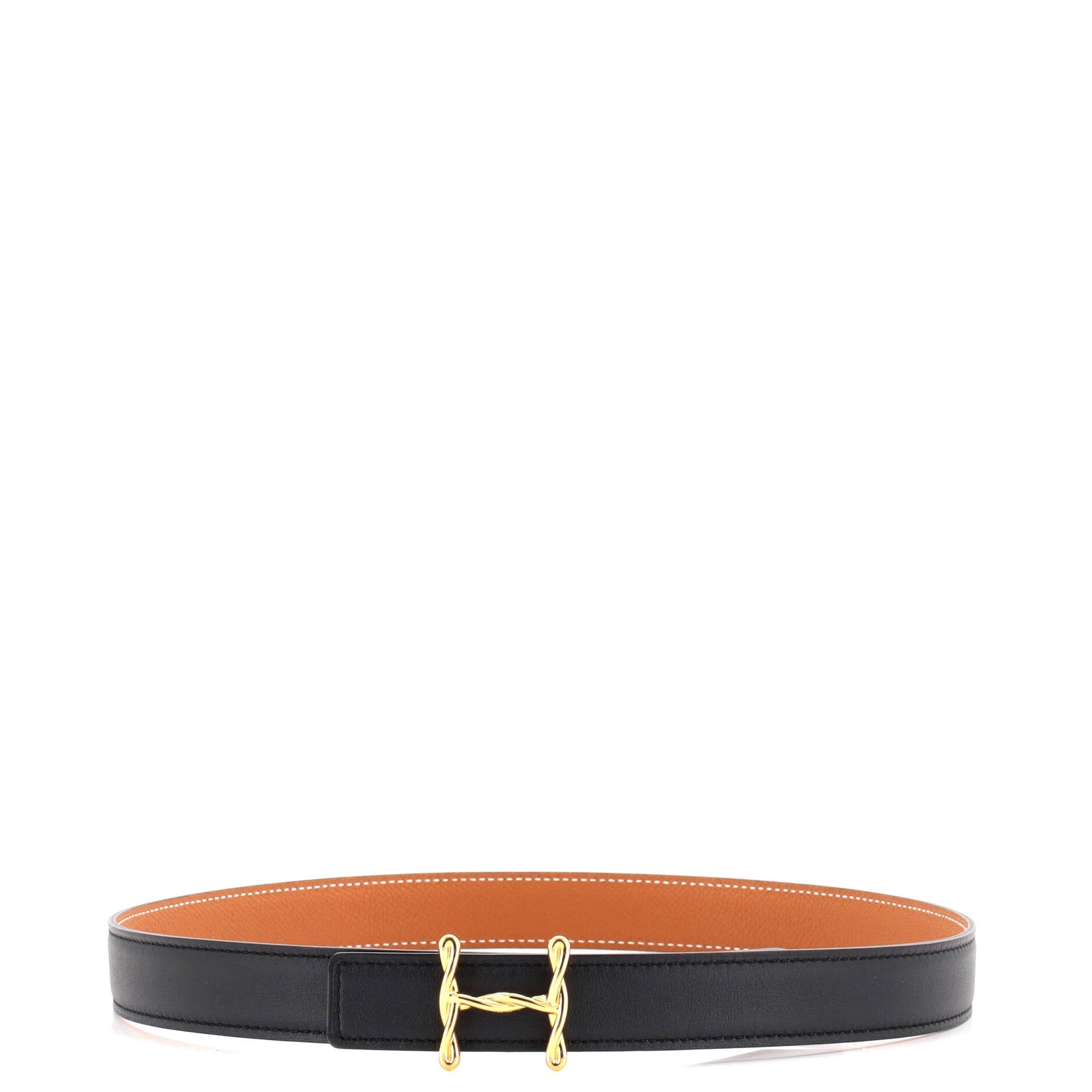 H Torsade Buckle Reversible Belt Leather Thin