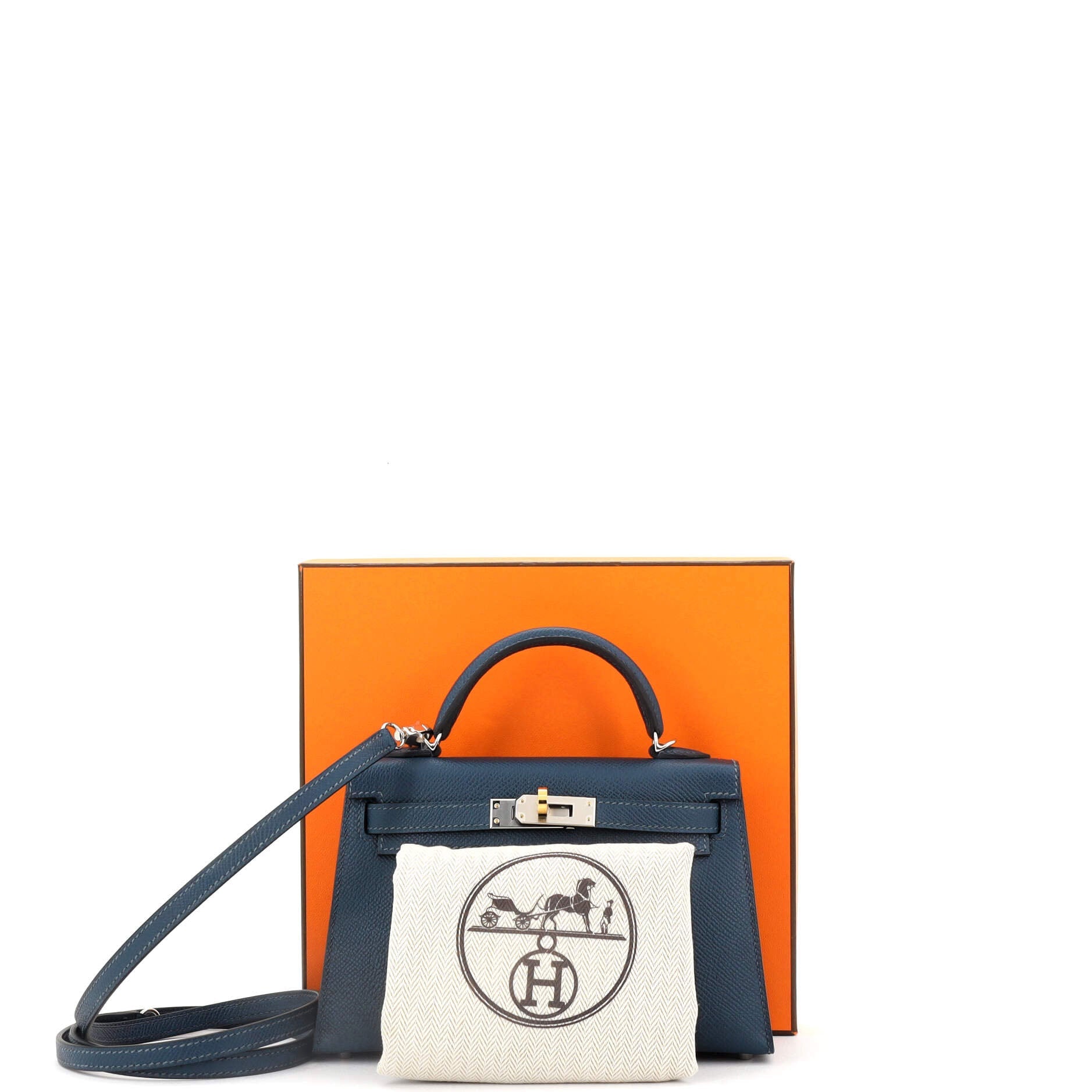 Kelly Mini II Bag Bleu De Prusse Epsom with Electrum Hardware 20