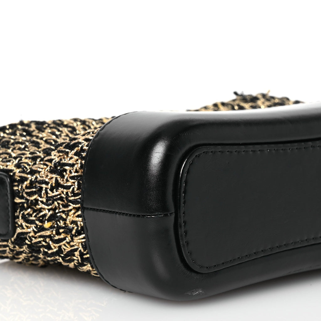 Tweed Calfskin Quilted Small Gabrielle Hobo Black Gold