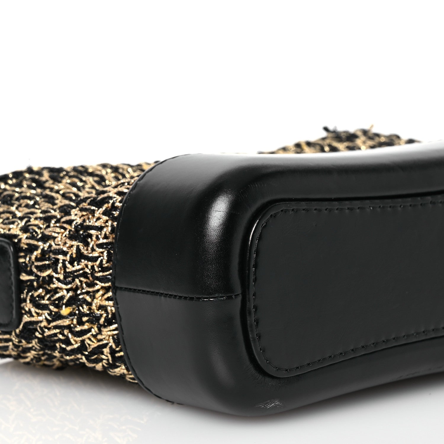 Tweed Calfskin Quilted Small Gabrielle Hobo Black Gold
