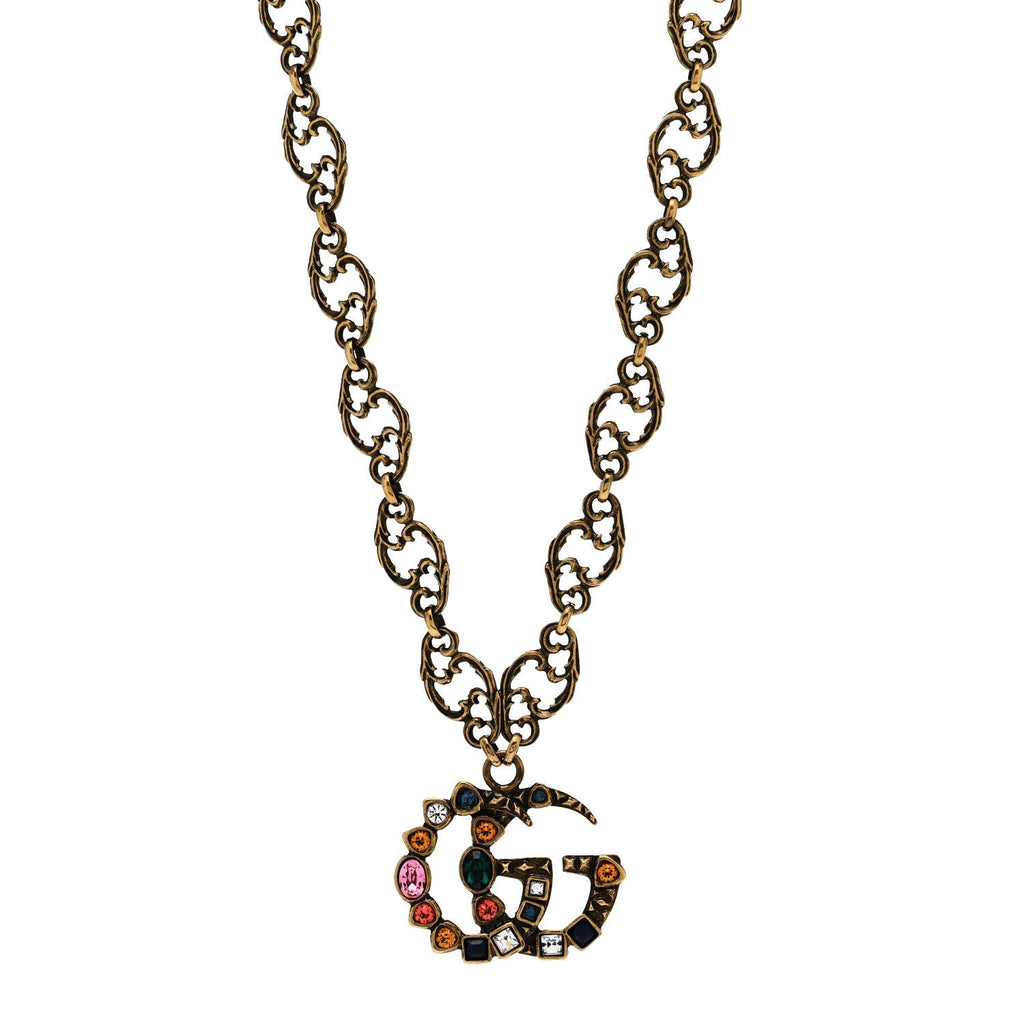 Crystal Marmont Necklace Aged Gold Multicolor