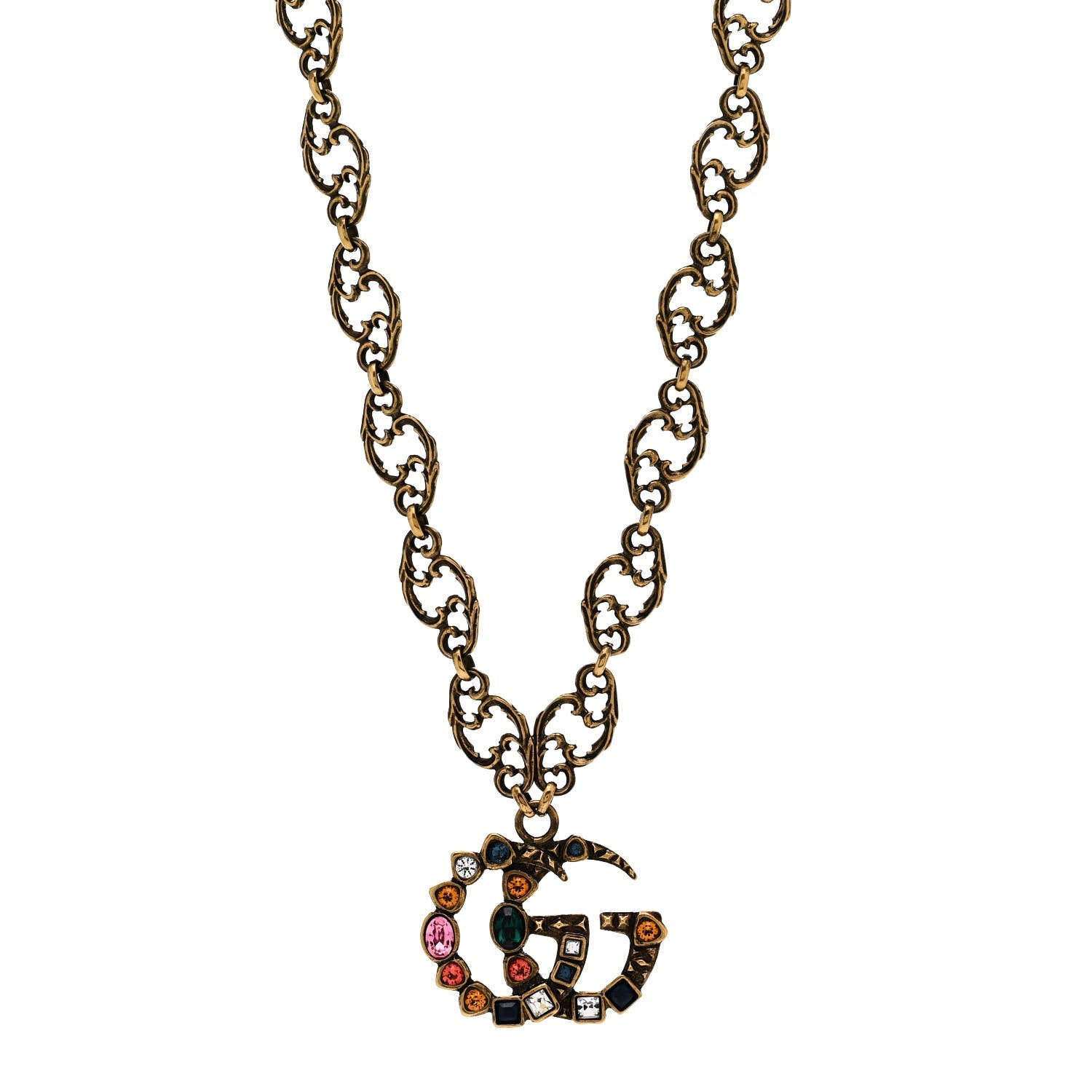 Crystal Marmont Necklace Aged Gold Multicolor