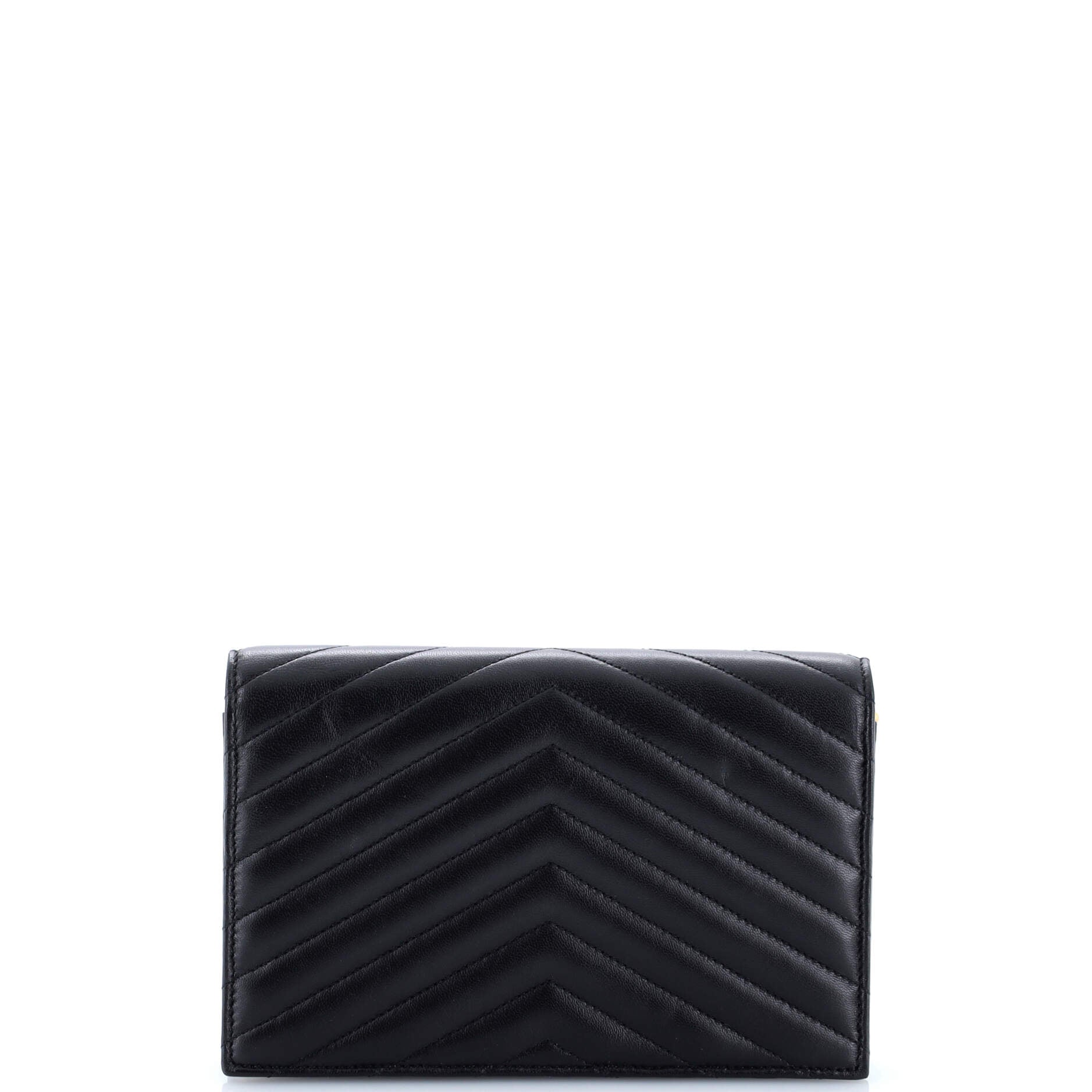 Classic Monogram Wallet on Chain Matelasse Chevron Leather Small