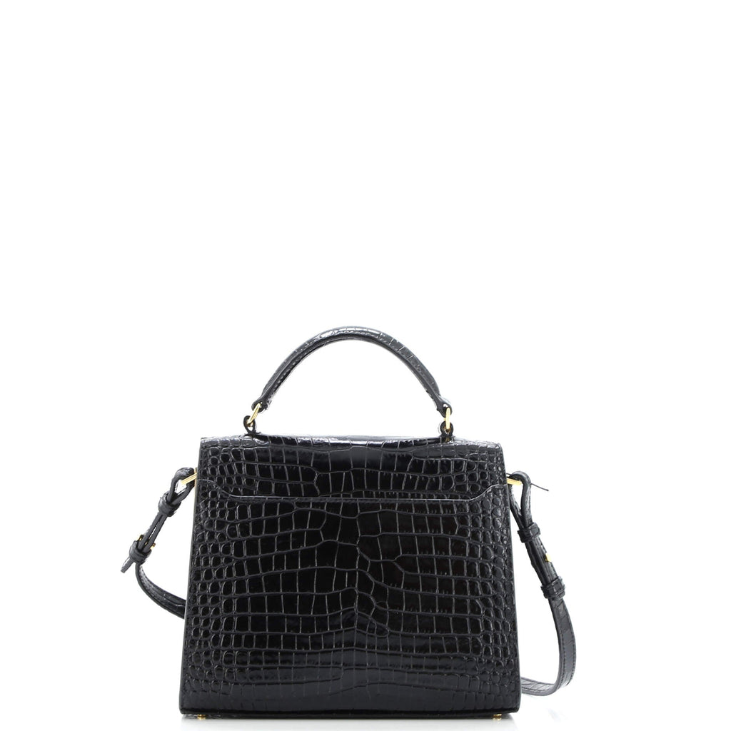 Cassandra Top Handle Bag Crocodile Embossed Leather Mini