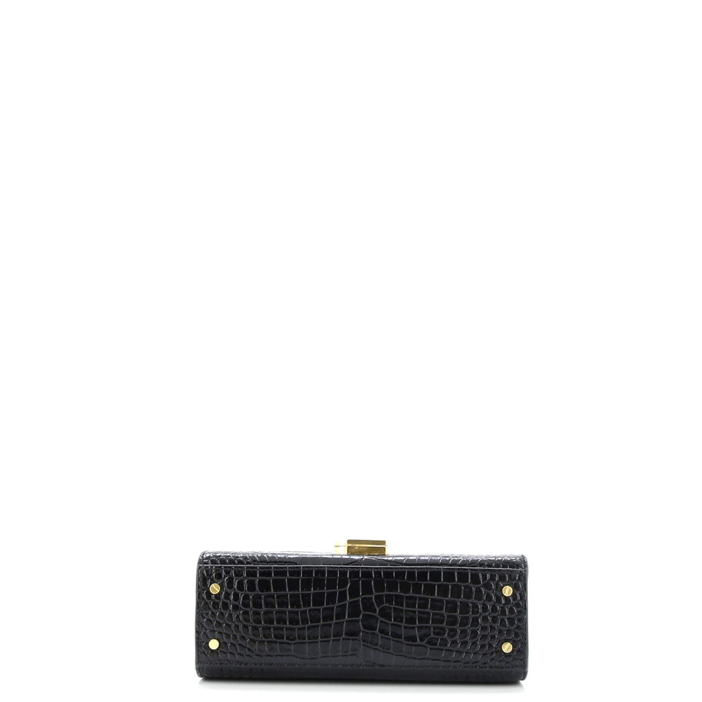 Cassandra Top Handle Bag Crocodile Embossed Leather Mini