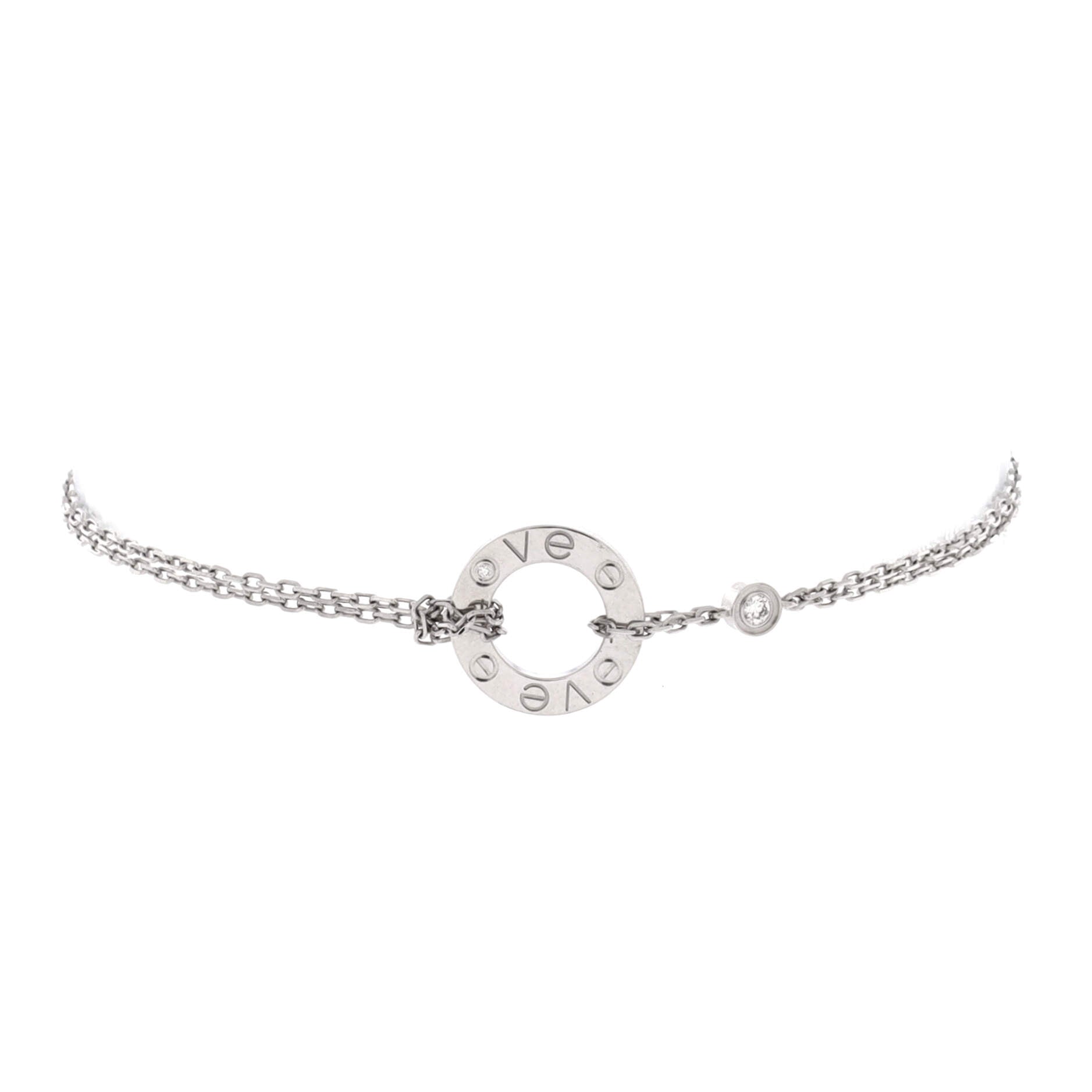 2 Diamonds Love Bracelet 18K White Gold with Diamonds