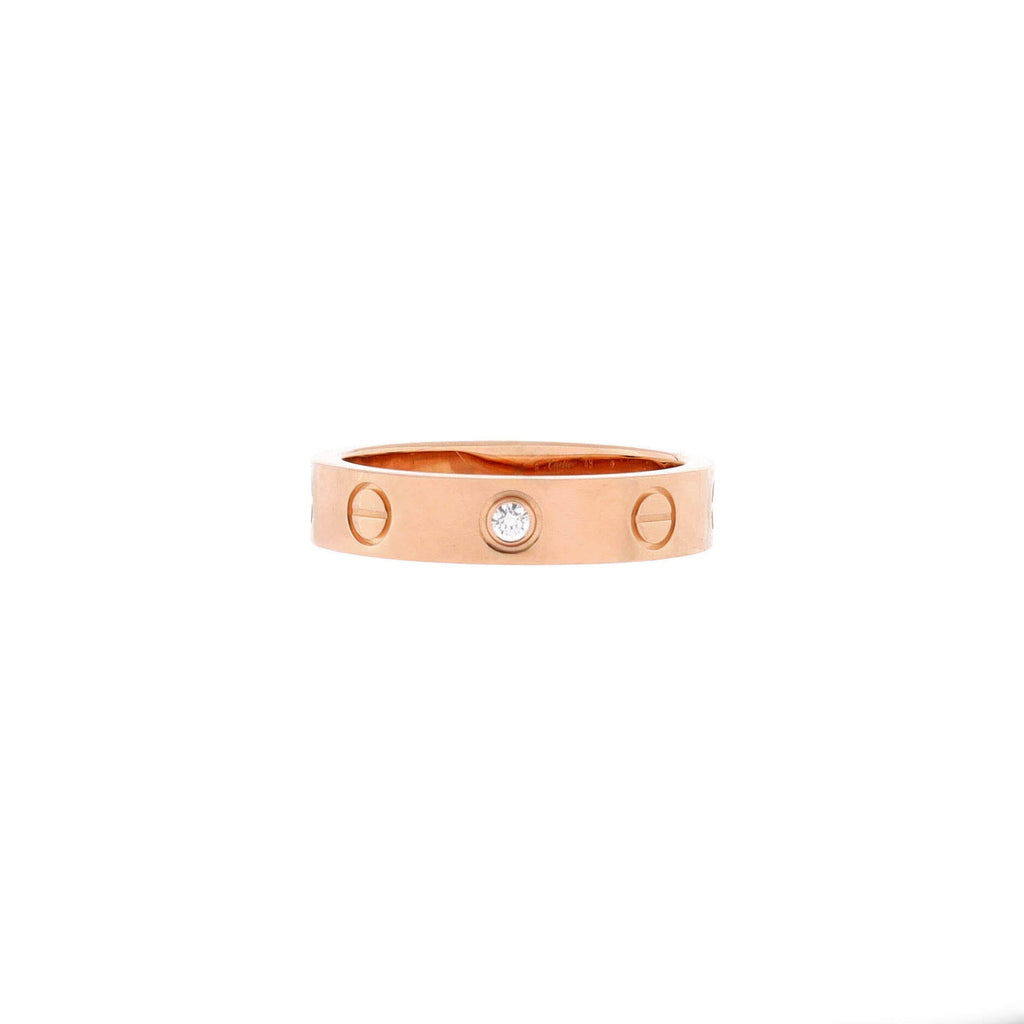 Love Wedding Band 1 Diamond Ring 18K Rose Gold with Diamond