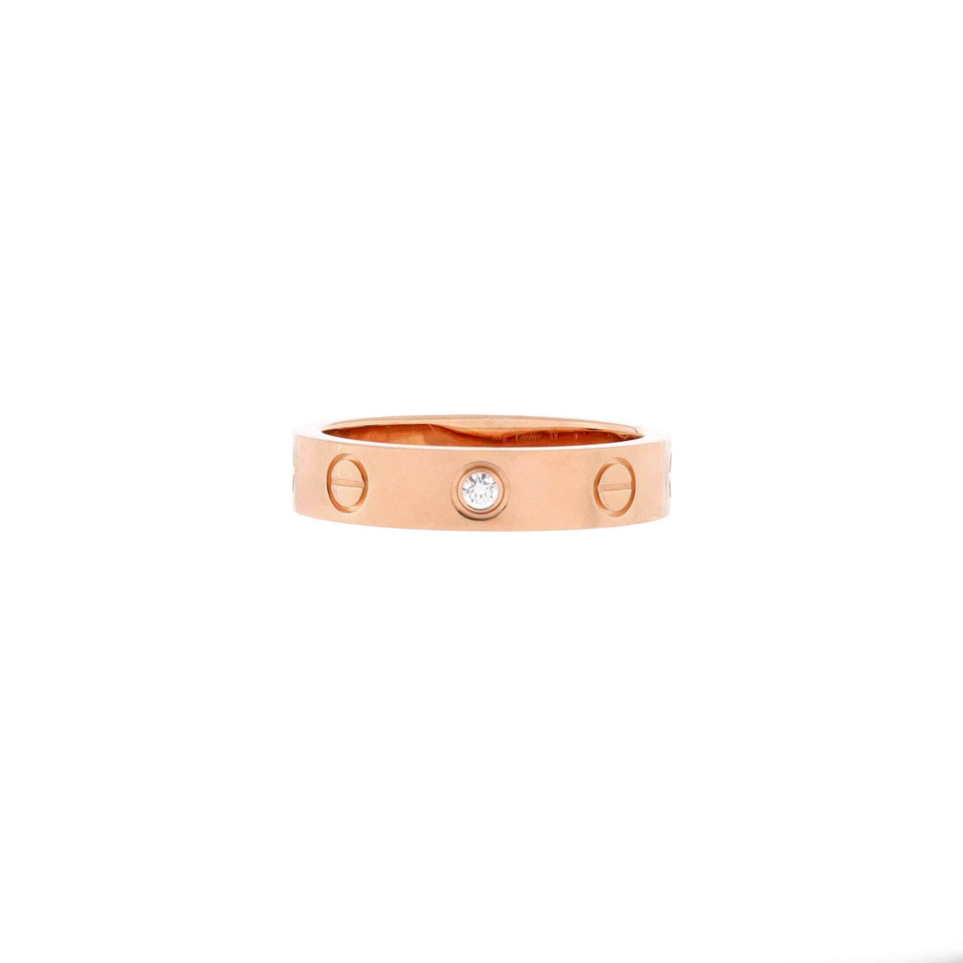 Love Wedding Band 1 Diamond Ring 18K Rose Gold with Diamond