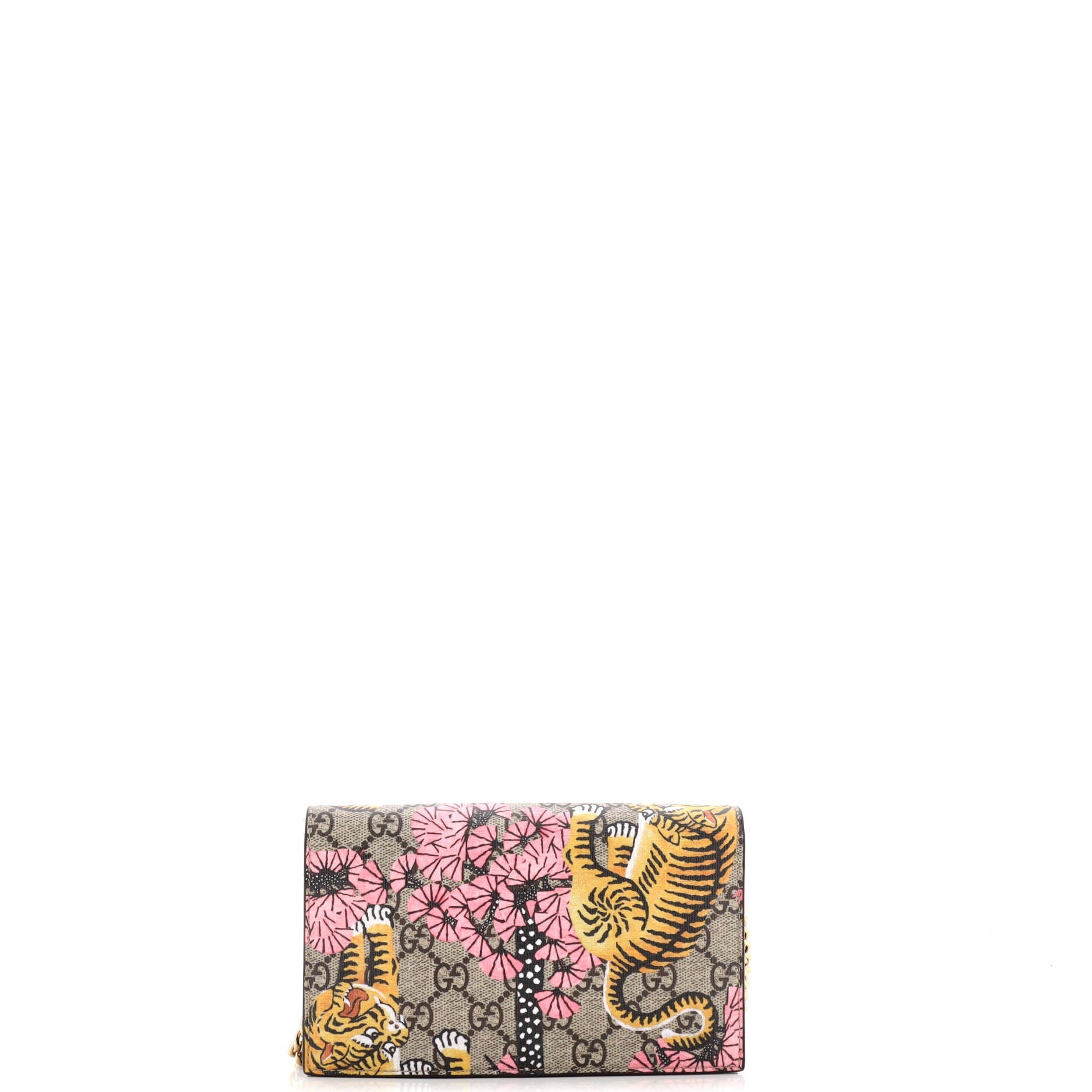 Chain Wallet Bengal Print GG Coated Canvas