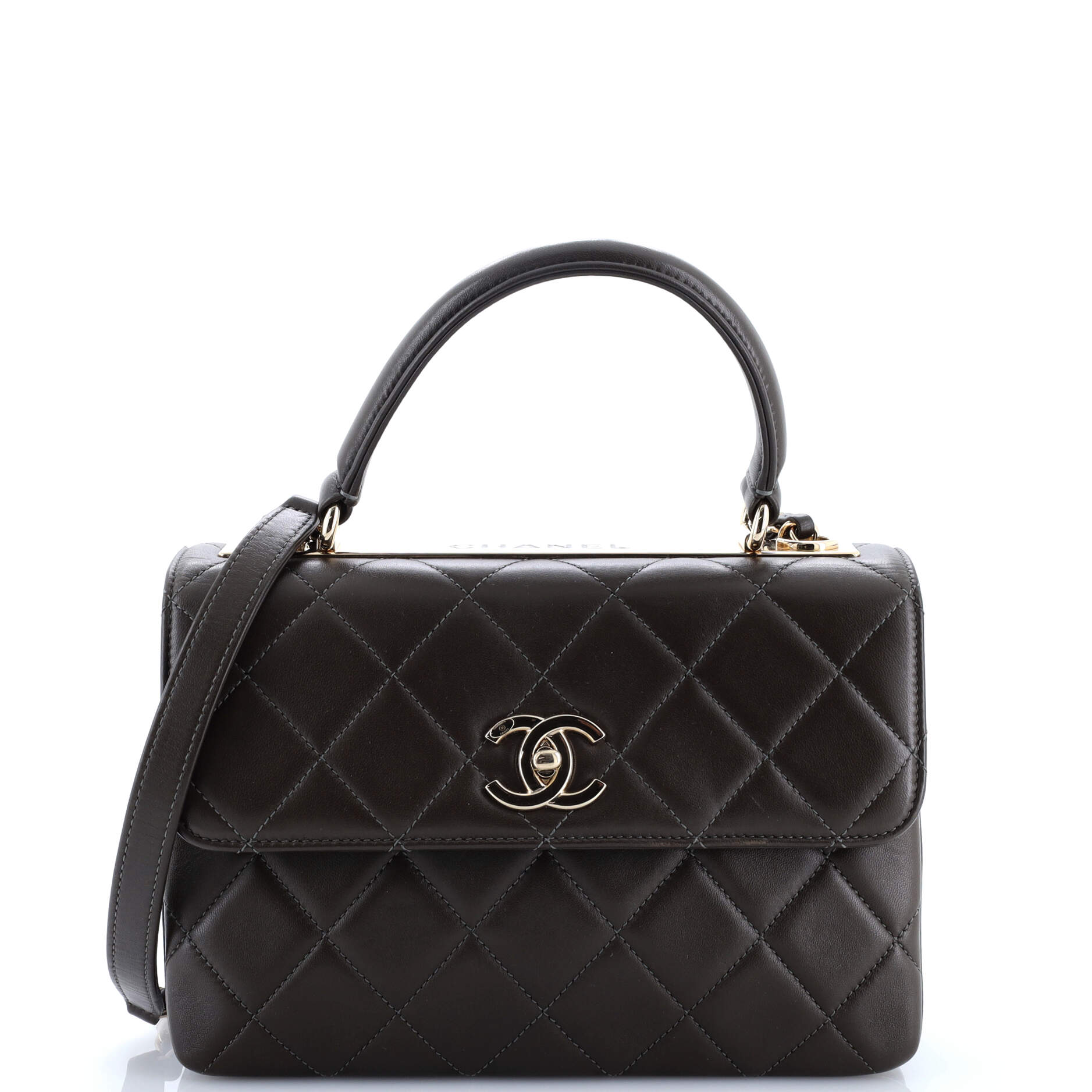 Trendy CC Top Handle Bag Quilted Lambskin Small