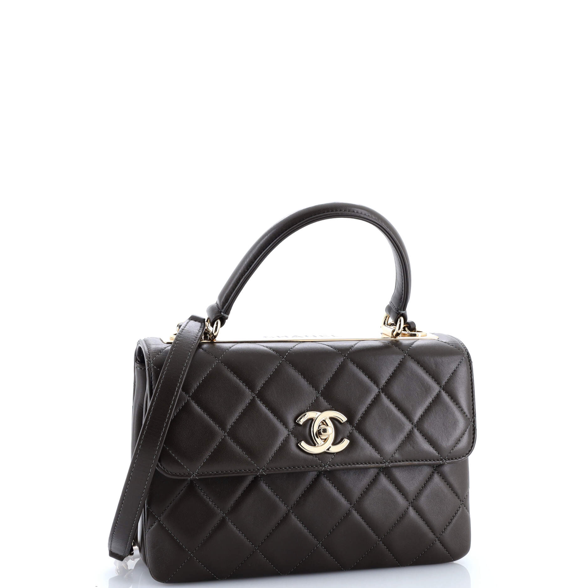 Trendy CC Top Handle Bag Quilted Lambskin Small