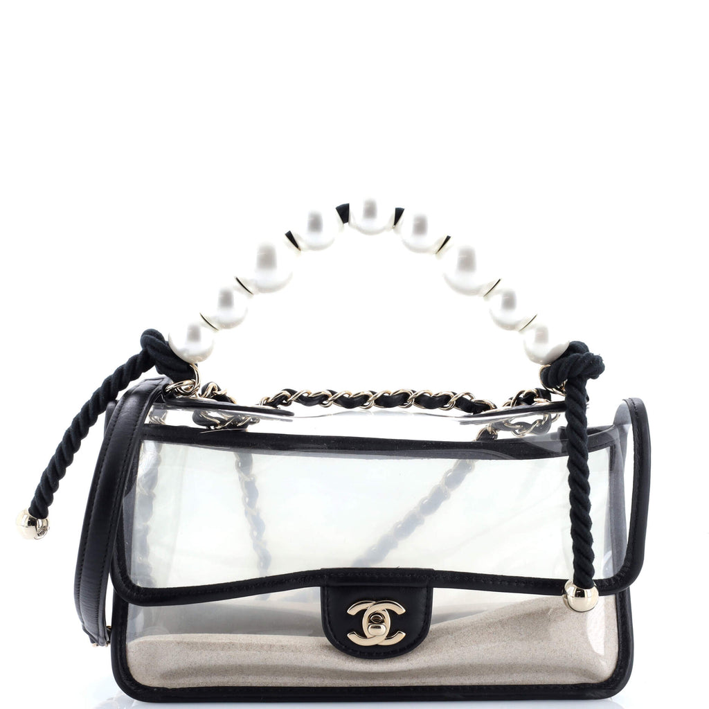 Sand By The Sea Pearl Flap Bag PVC with Lambskin Medium